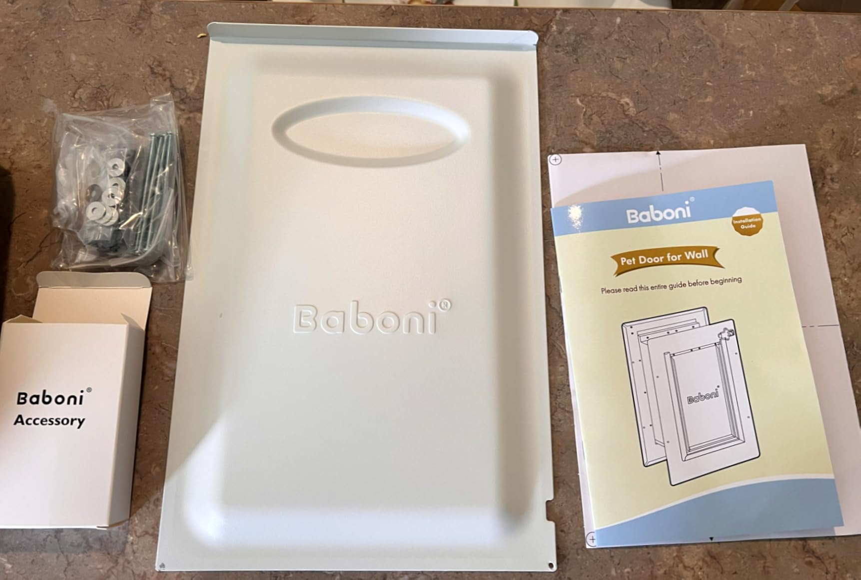 Baboni Pet Door for Wall,3-Flap,Steel Frame and Telescoping Tunnel, Aluminum Lock, Double Flap Dog Door and Cat Door, Strong and Durable (Pets Up to 100 Lb) -Large customer photo 1