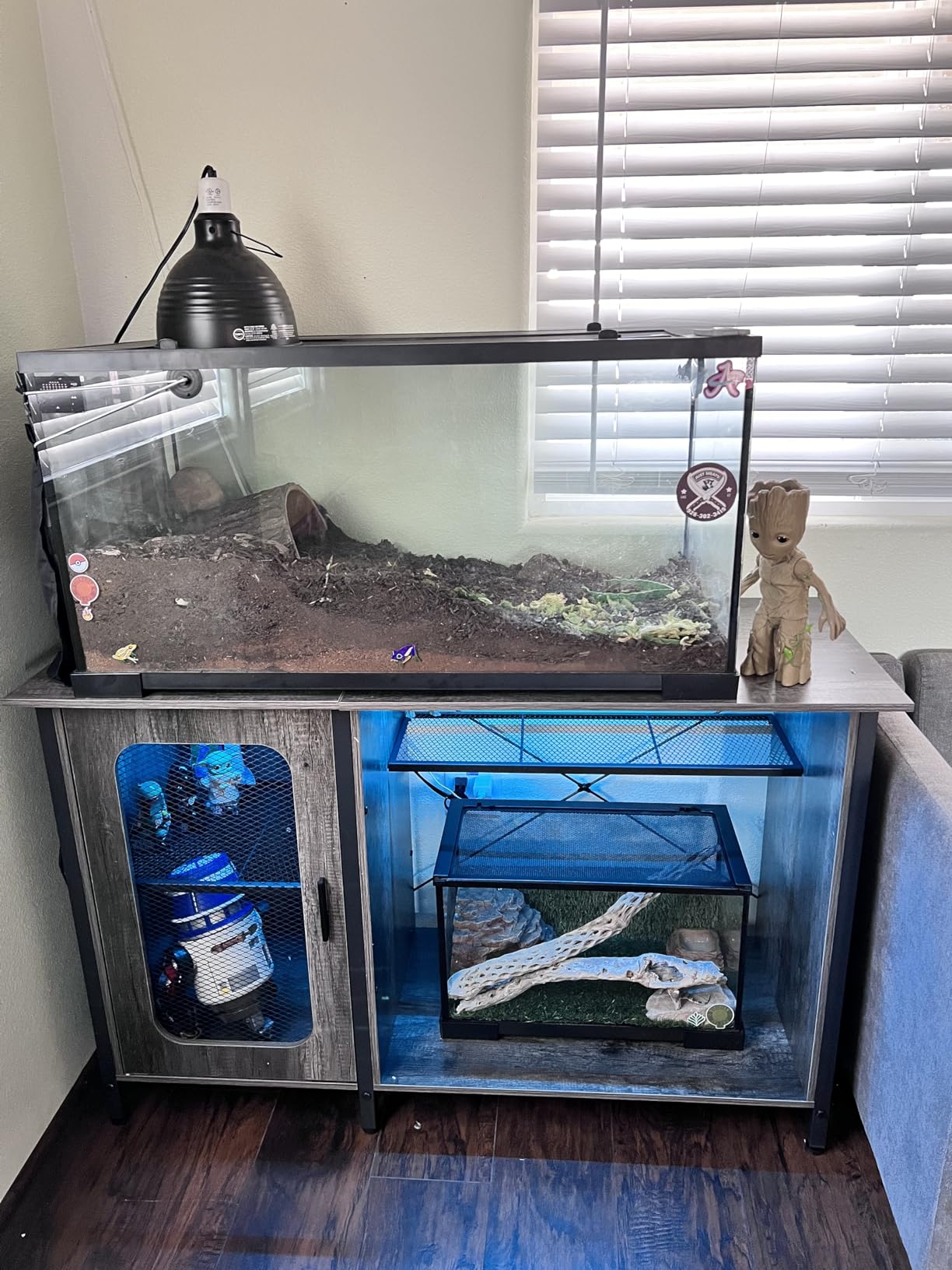 Unikito 55-75 Gallon Aquarium Stand with Power Outlets & LED Light, Black customer photo 2