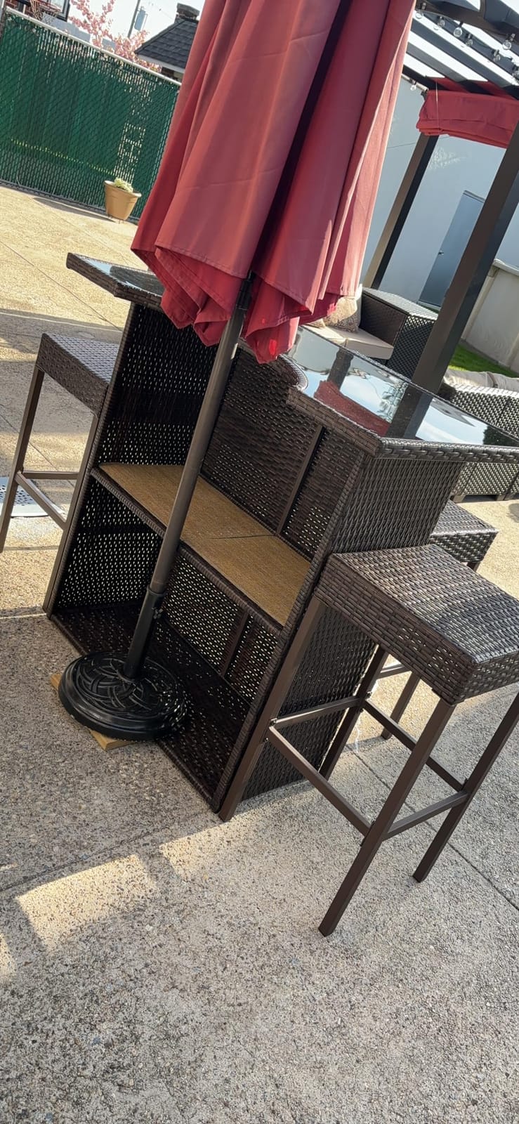 Outsunny 5 Piece Wicker Outdoor Bar Set with Glass Table Top Dark Gray customer photo 1
