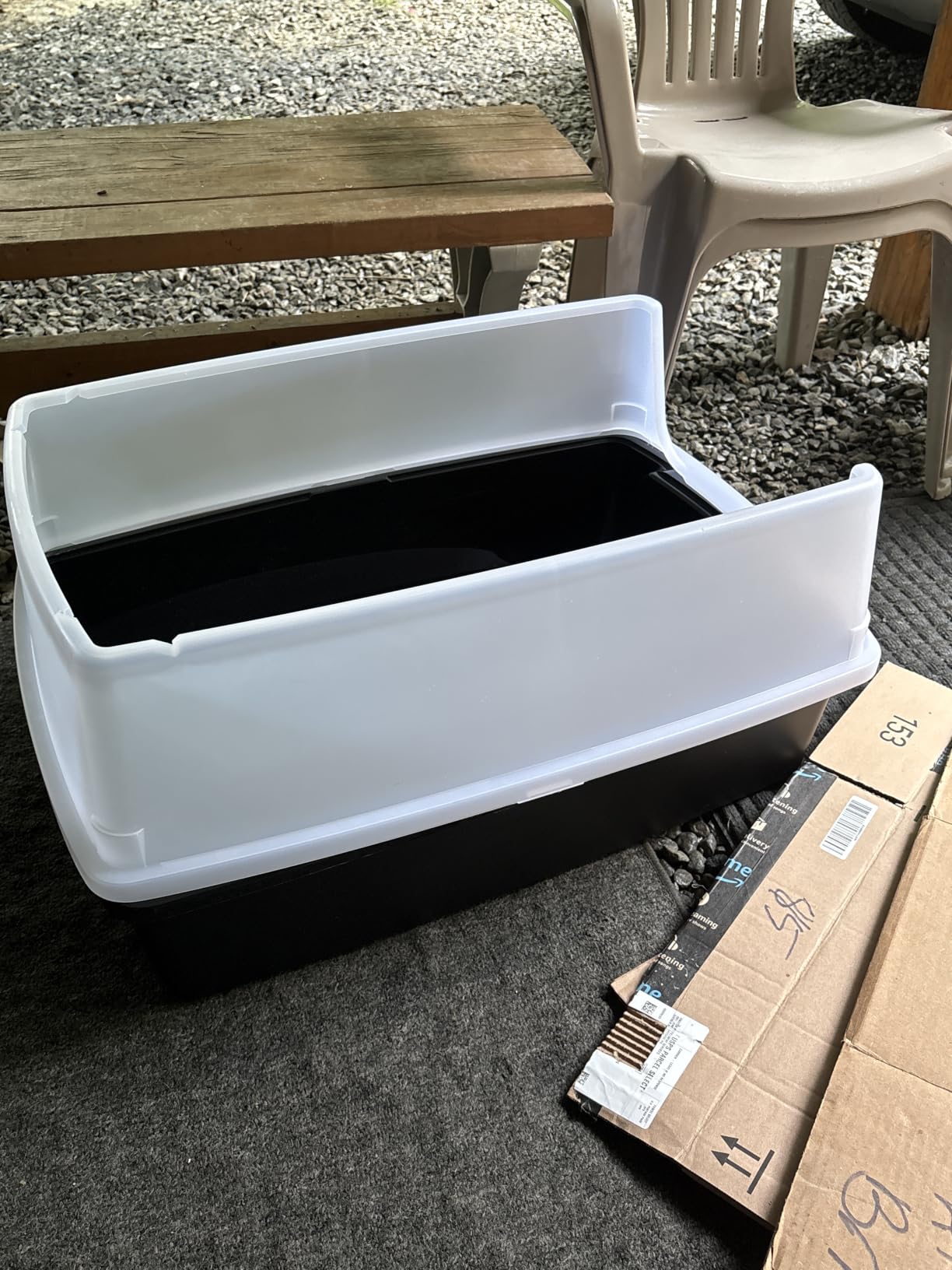 IRIS USA XX-Large High Sided Cat Litter Box, Scatter Shield, Black customer photo 1
