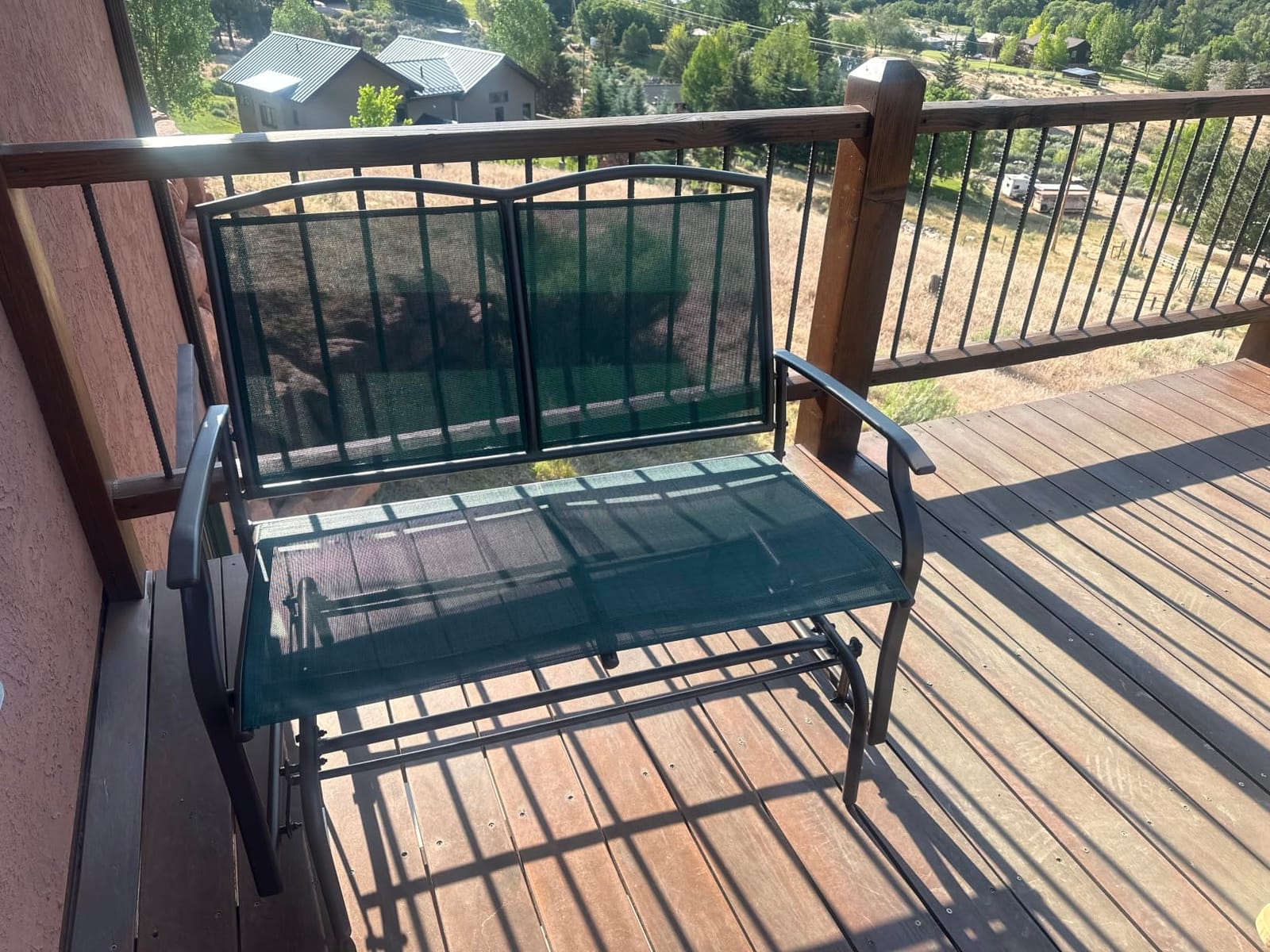 Best Choice Products 2-Person Outdoor Patio Swing Glider Steel Bench Loveseat Rocker for Deck, Porch w/Textilene Fabric, Steel Frame - Ivory/Gray customer photo 1