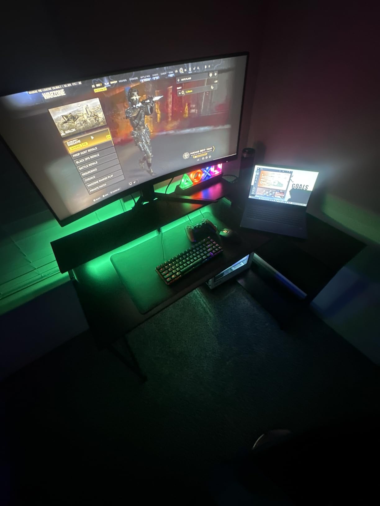 ODK 40 Inch L Shaped Gaming Desk with LED Lights, Power Outlets, Black customer photo 2