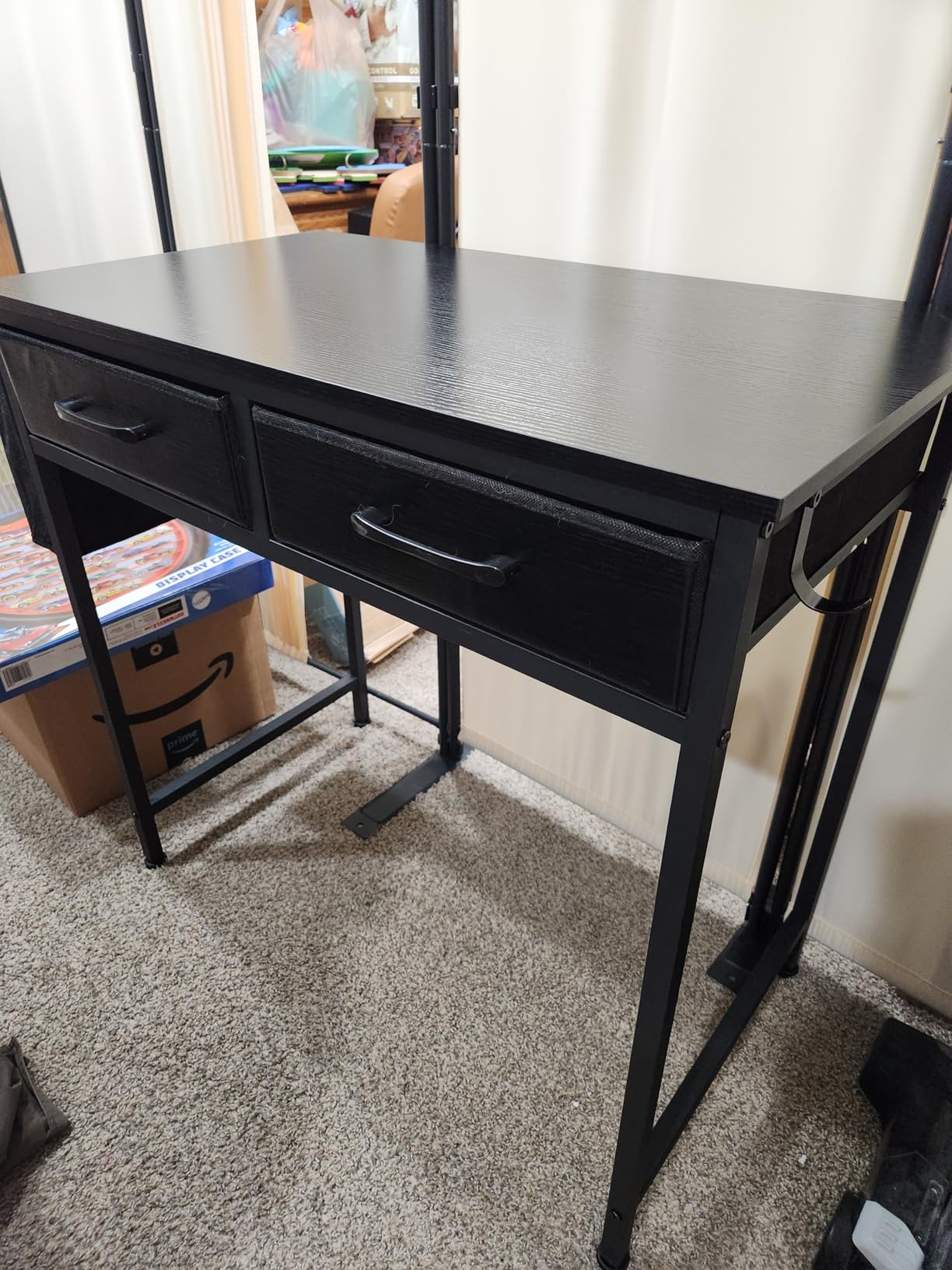 DLisiting Computer Desk with Fabric Drawers for Home Office Bedroom, 40 Inch Small Gaming Desk with 2 Drawers, Study Writing Table PC Desks, Black customer photo 1