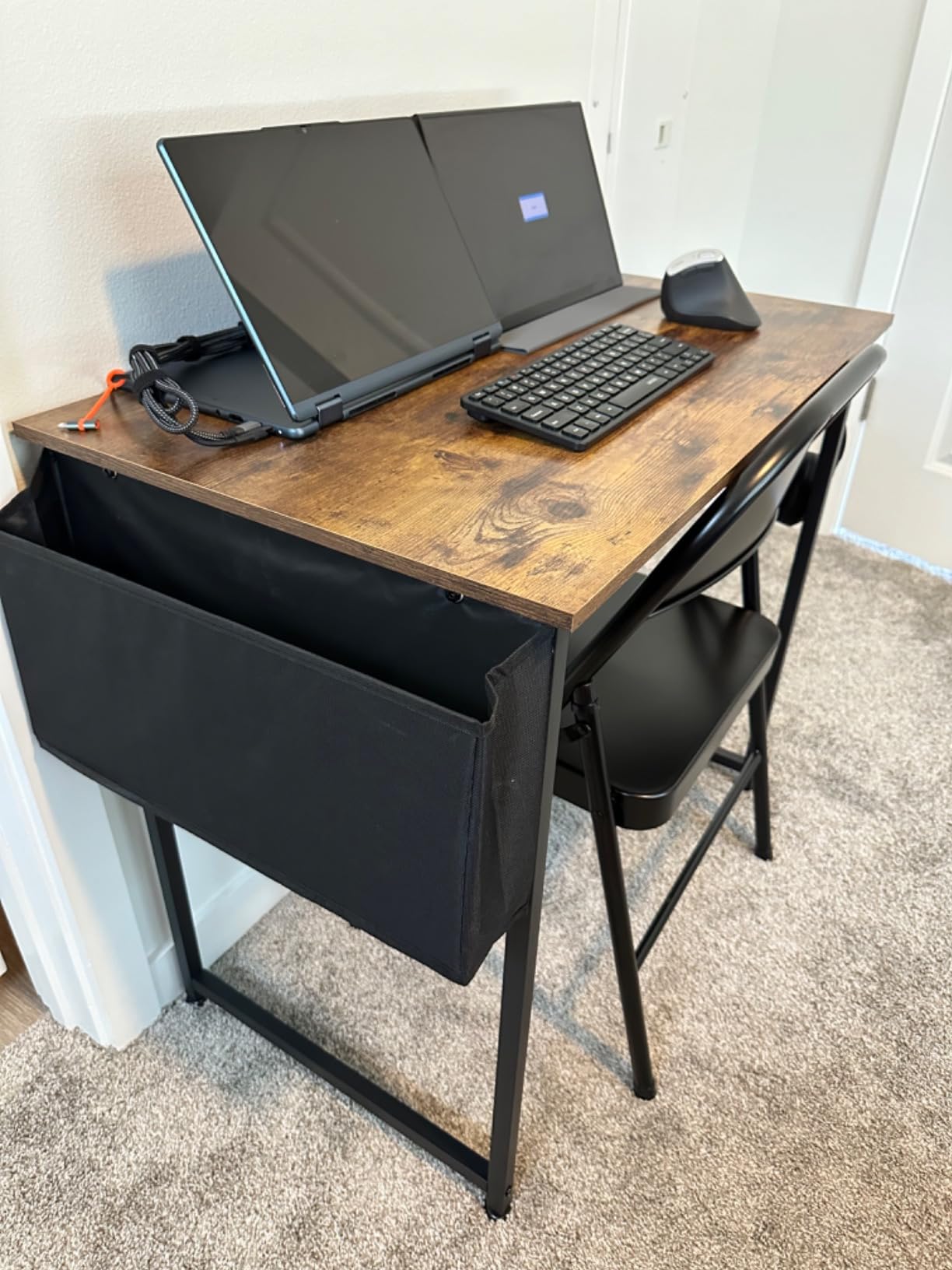 DLisiting Computer Desk with Fabric Drawers for Home Office Bedroom, 40 Inch Small Gaming Desk with 2 Drawers, Study Writing Table PC Desks, Black customer photo 2