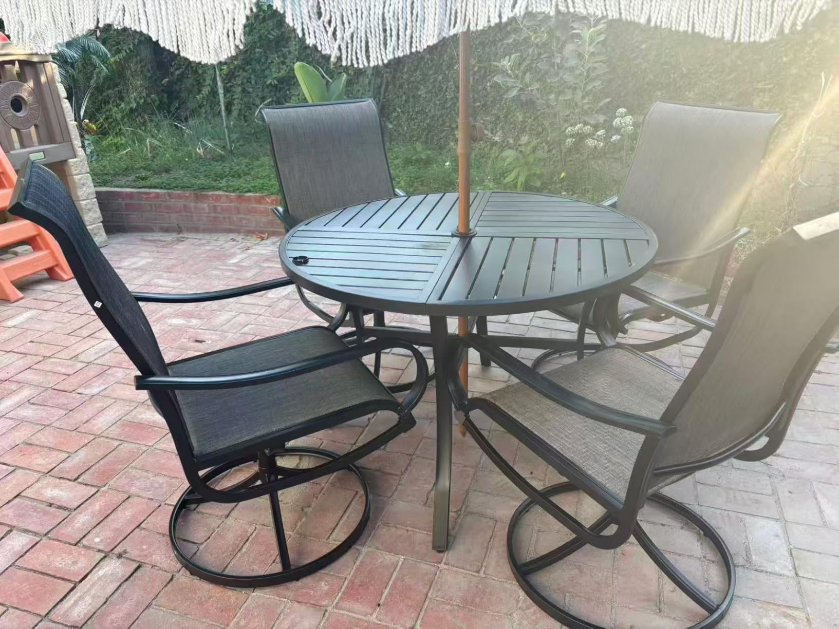 Sophia & William Outdoor Dining Set for 8 w/Square Metal Table, Blue customer photo 1