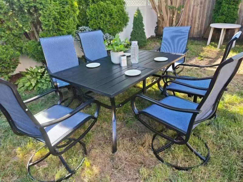 Sophia & William Outdoor Dining Set for 8 w/Square Metal Table, Blue customer photo 2
