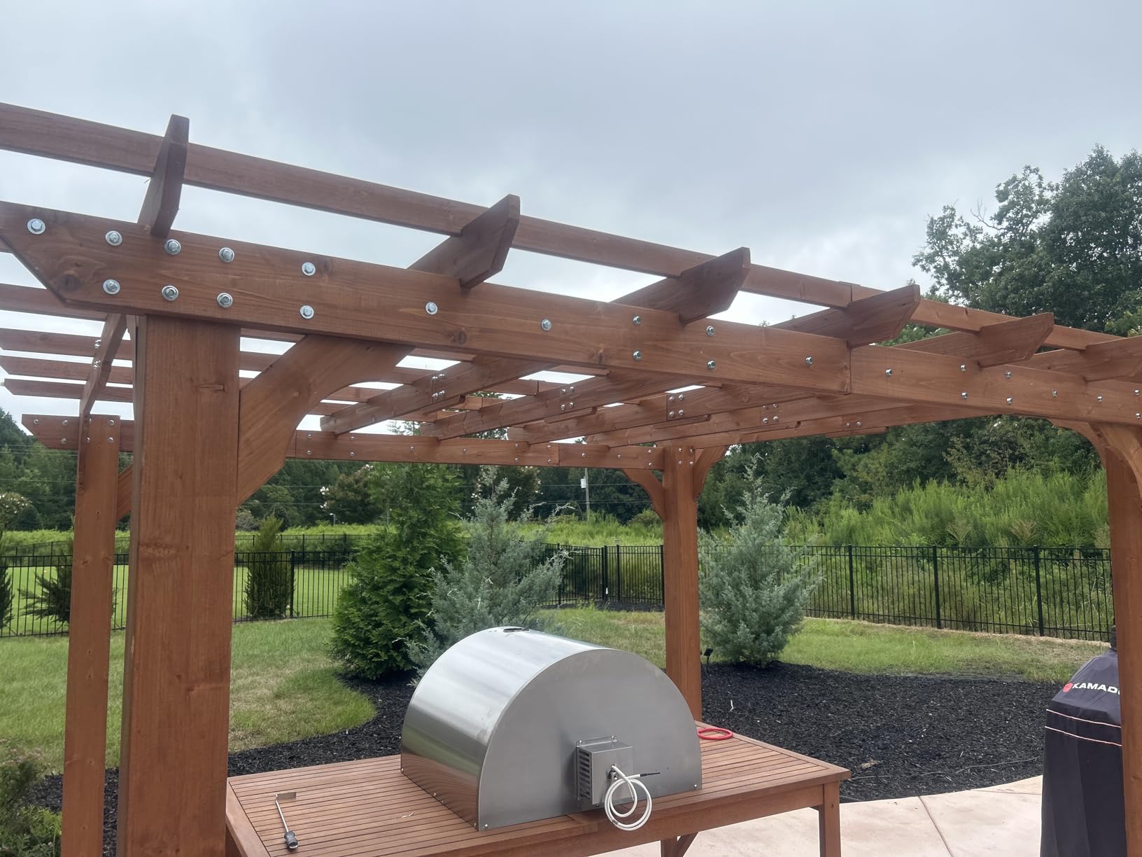 MUPATER 10x12 FT All Cedar Wooden Pergola, Kit with Stakes, Quality Supported Structure, Snow and Wind Supported,Outdoor Pergola with Cedar Framed for Backyard, Deck, Lawn customer photo 1