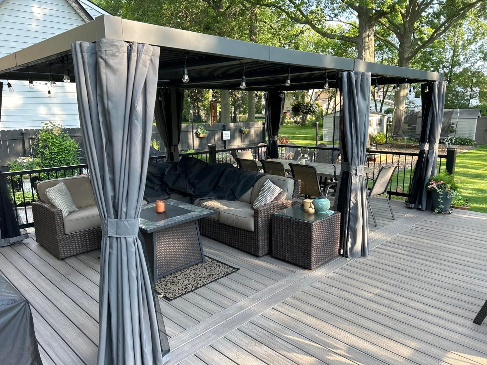Aoxun Louvered Pergola 12x20 All-Aluminum, Waterproof Curtains and Netting customer photo 1
