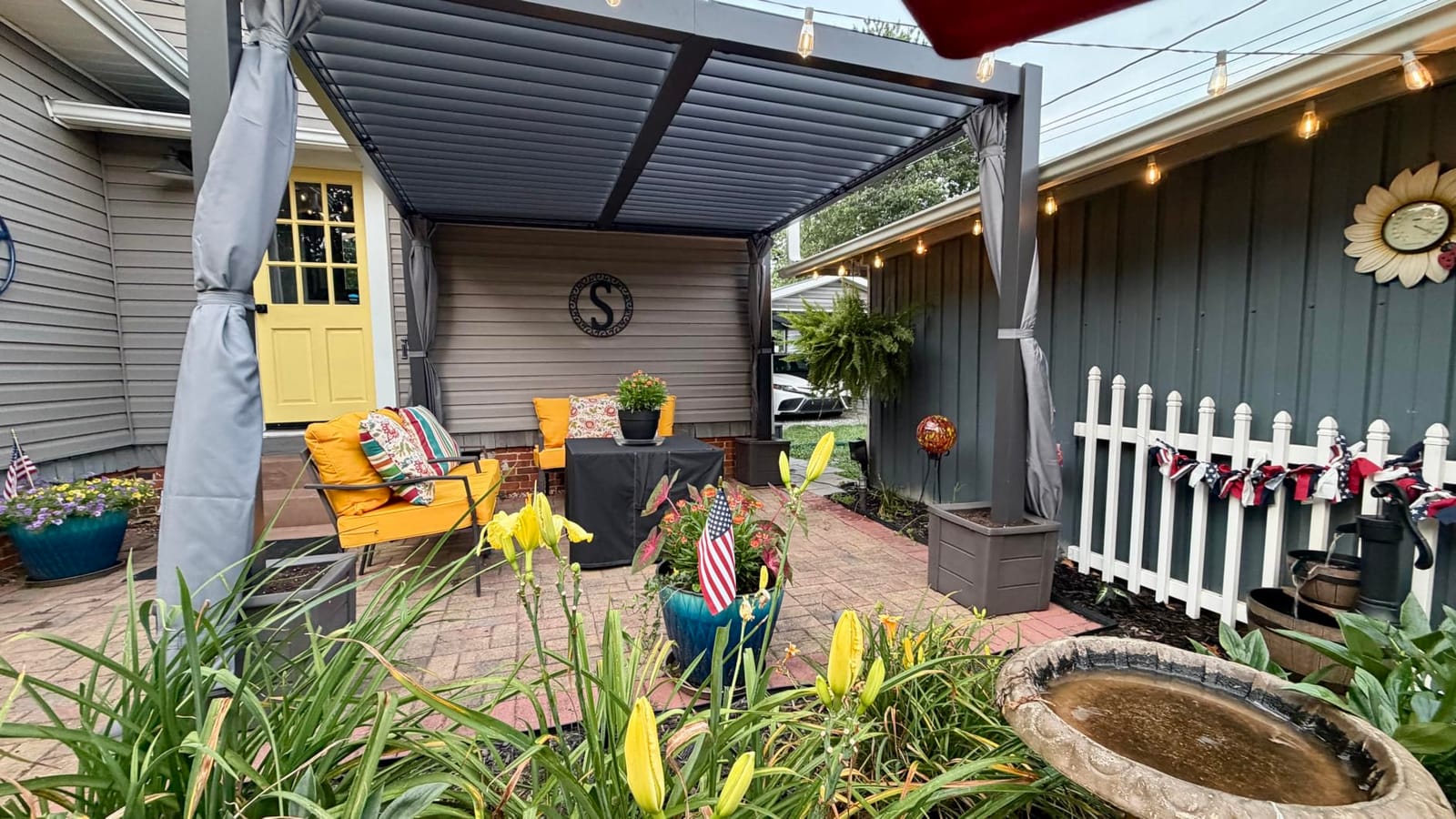 Aoxun Louvered Pergola 12x20 All-Aluminum, Waterproof Curtains and Netting customer photo 2
