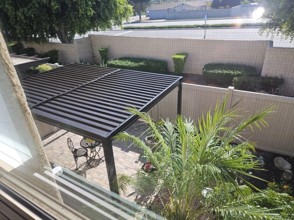 Domi Aluminum Louvered Pergola 10x10, Outdoor Metal Pergola, Grey customer photo 1