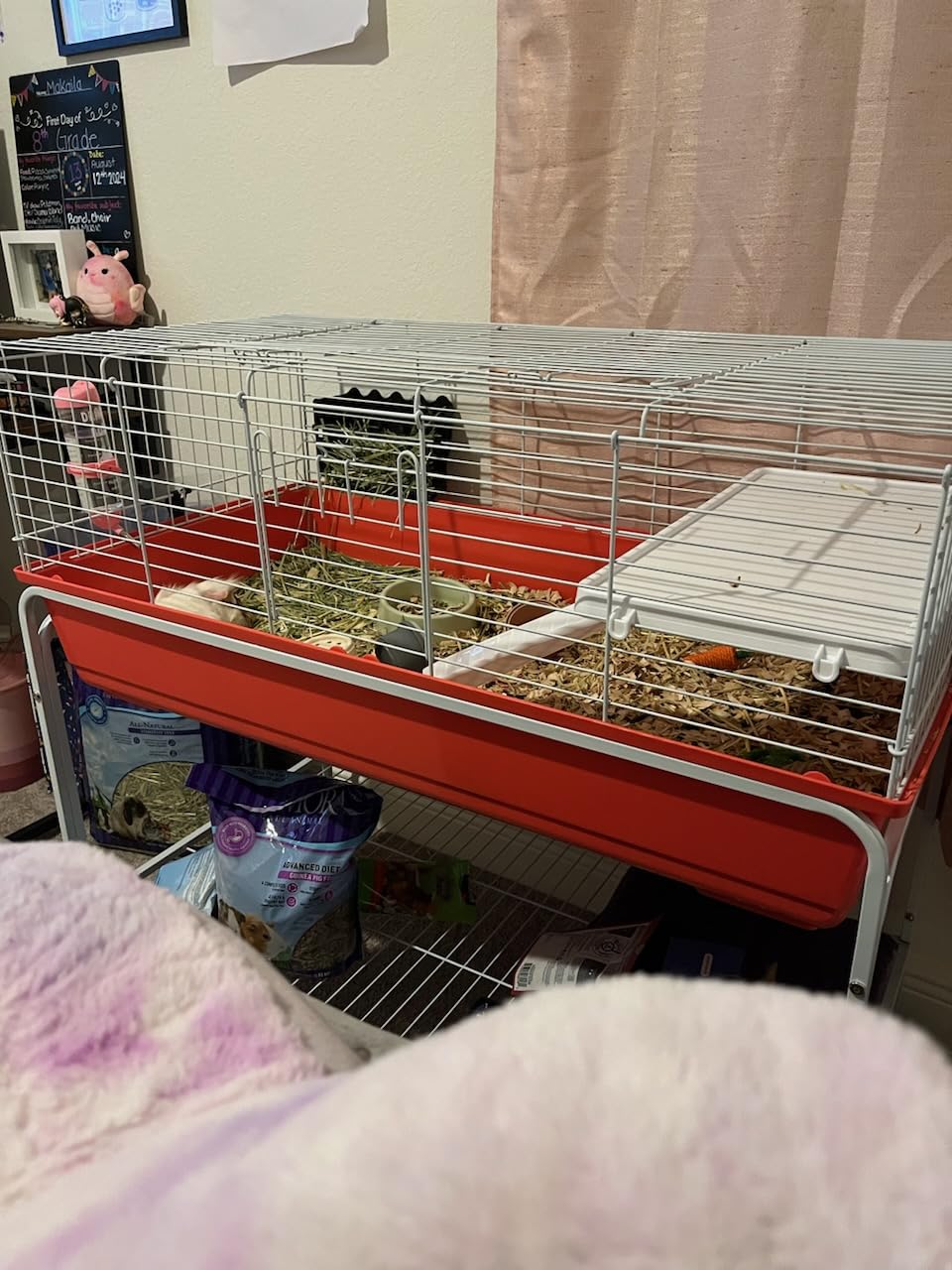 PawHut Two-Story Small Animal Cage Removable from Stand, Guinea Pig Cage with Shelf & Wheels, Pet Habitat for Hedgehog, Chinchilla, Ferret, 33