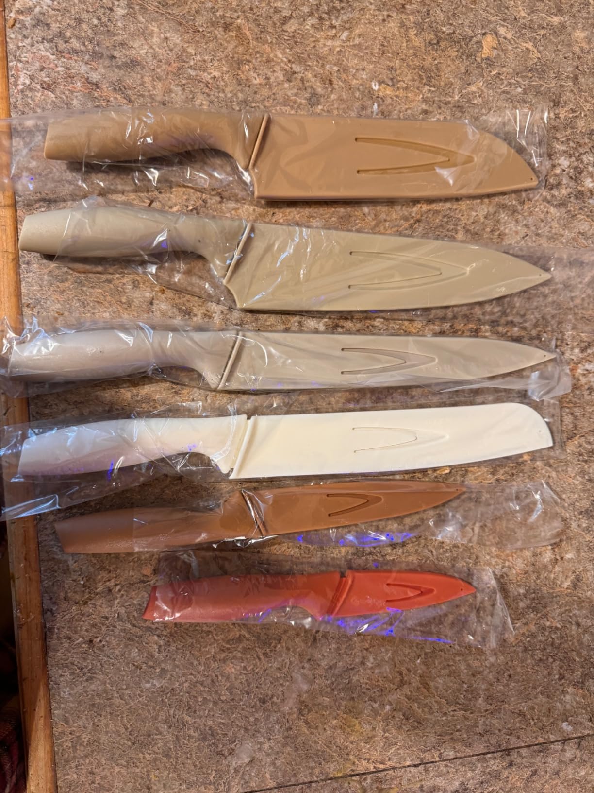 Onader 12 Pieces Khaki Knife Set for Kitchen, Sharp Stainless Steel Cooking Knife Set with Sheath Covers customer photo 2