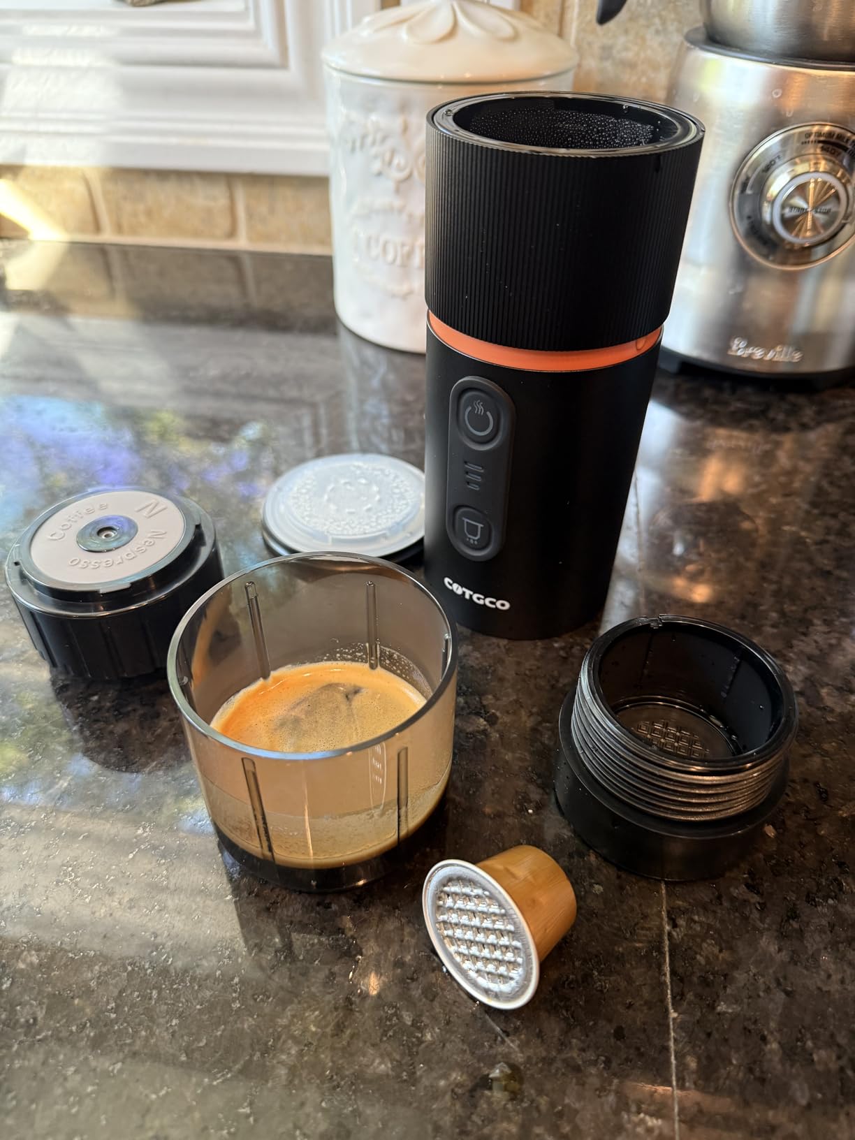 Portable Espresso Coffee Maker, Travel Coffee Maker for Camping, 20 Bar Self‑Heating Rechargeable with USB-C, with NS Capsule for Car/Travel/Camping customer photo 2