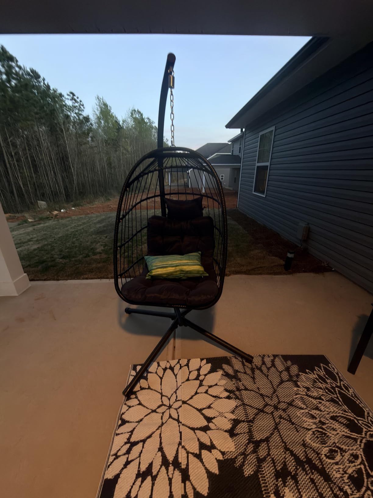 CHABATREE Egg Chair with Stand,Patio Rattan Wicker Hanging Swing Egg Chair Hammock Chair for Bedroom Porch Garden,Thickened Aluminum Alloy Steel Frame and UV Resistant Cushion,350LBS Capacity customer photo 1