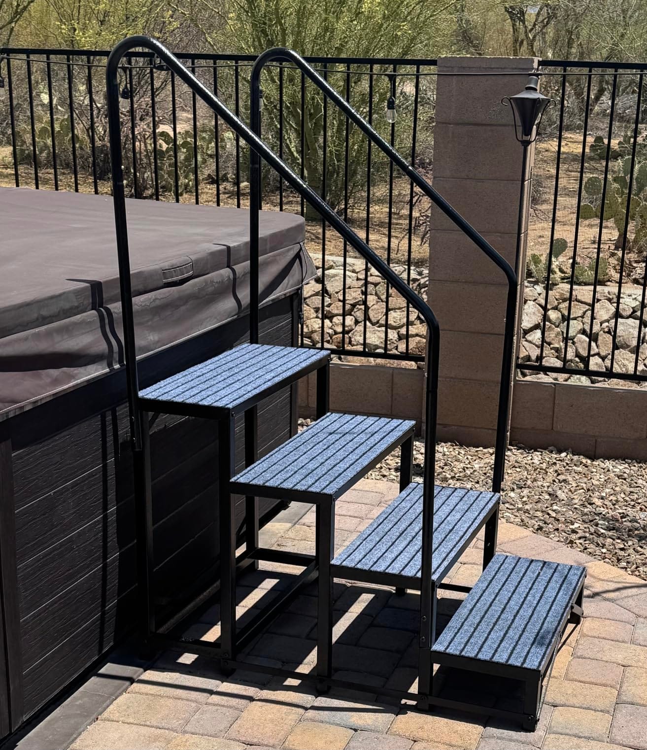 RV Steps with Handrail, 2 Step Hot Tub Steps with Non-Slip Mats customer photo 2