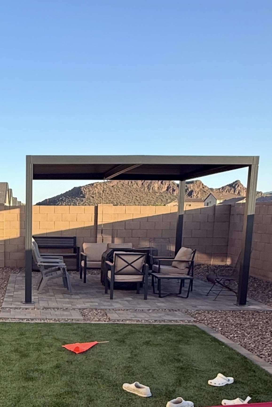 PURPLE LEAF Louvered Pergola 11' x 15' 94AS with Two Adjustable Roof Gray customer photo 2