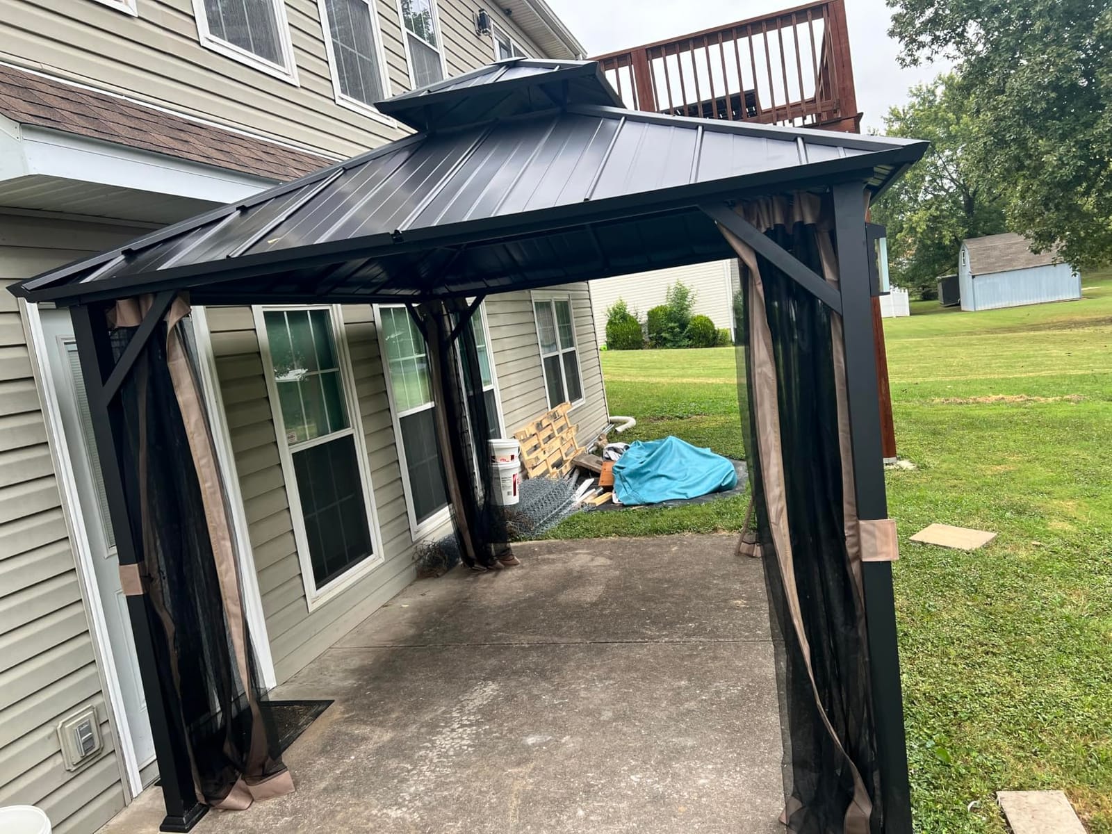 Modern Shade Hardtop Gazebo 12x12 with 4 LED Lights for Backyard, Black customer photo 1