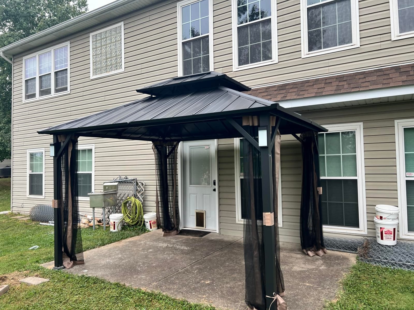 Modern Shade Hardtop Gazebo 12x12 with 4 LED Lights for Backyard, Black customer photo 2