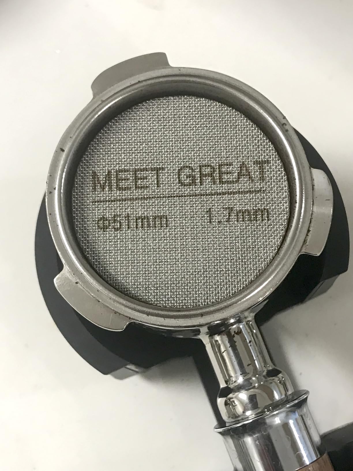 Meet Great- 2 Packs 53.3mm Espresso Puck Screen, 1.7mm Thickness 150μm 316L Stainless Steel, Upgraded Reusable Coffee Filter Screen for 54mm Breville Portafilter Filter Basket customer photo 2