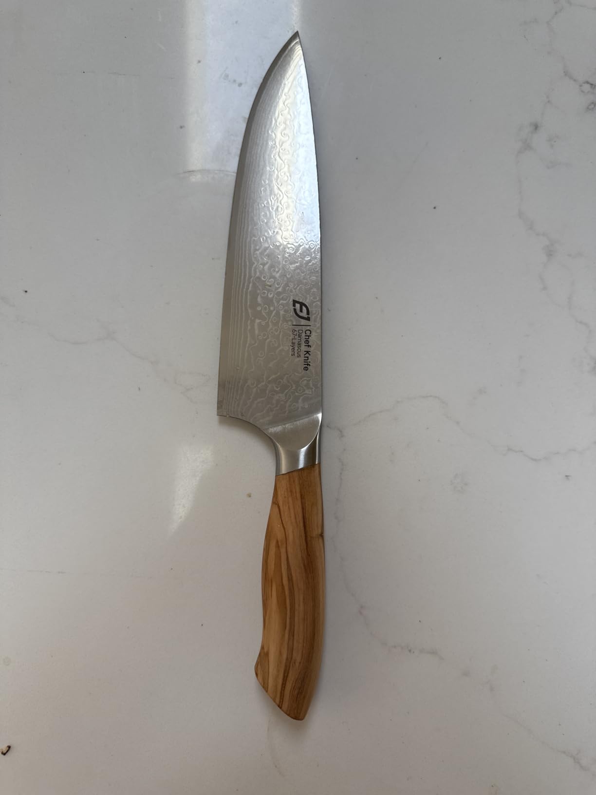 Emojoy 8-Inch Damascus Chef Knife, 67-Layer Japan Steel, Olive Wood Handle customer photo 1