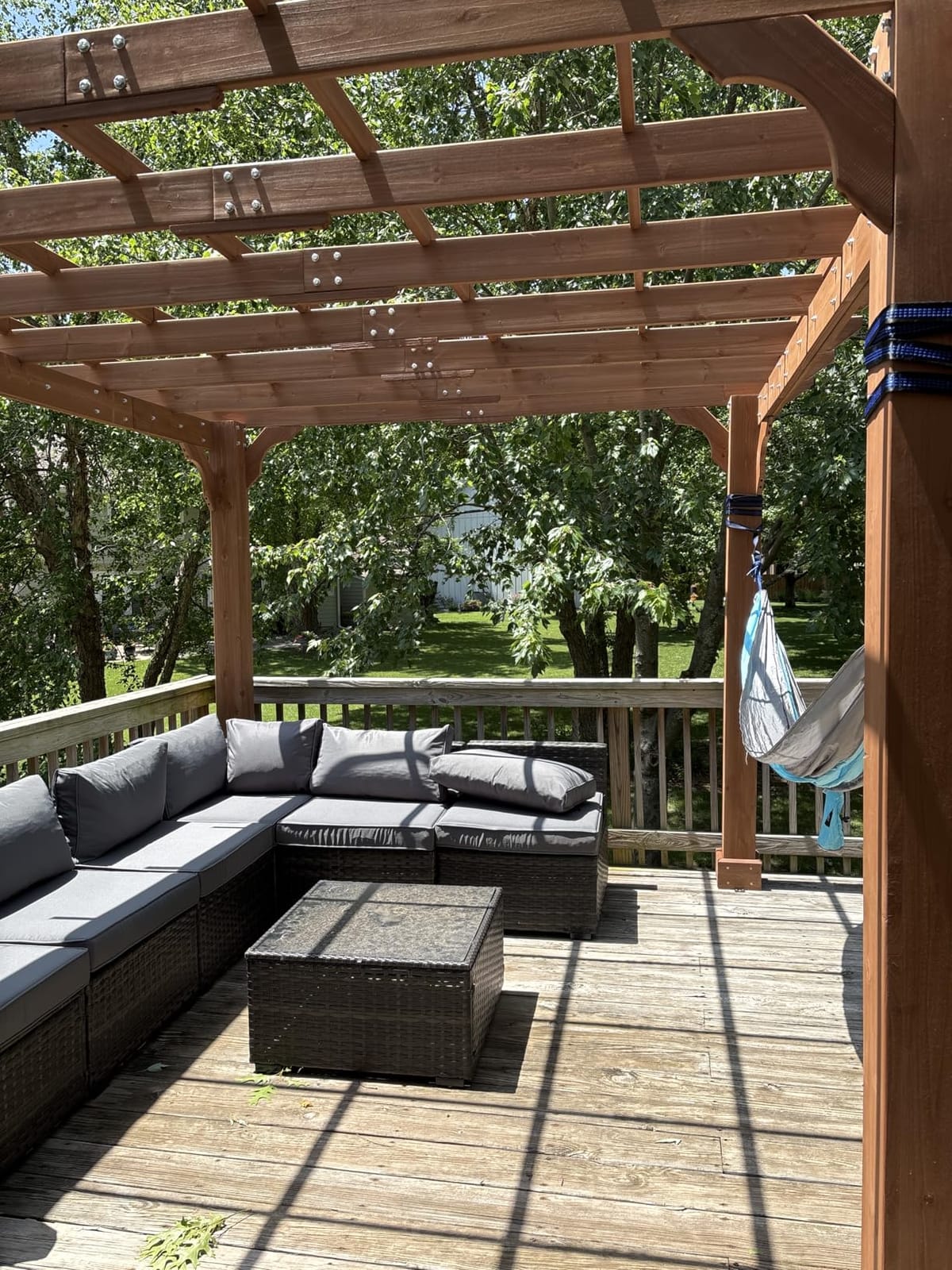 BlueWish 12’x16’ Patio Pergola, Cedar Wood Pergola with Unparalleled Slatted Roof Trellis, Outdoor Pergolas Backyard Gazebo with Solid Structure for Deck Grill Party Garden customer photo 1