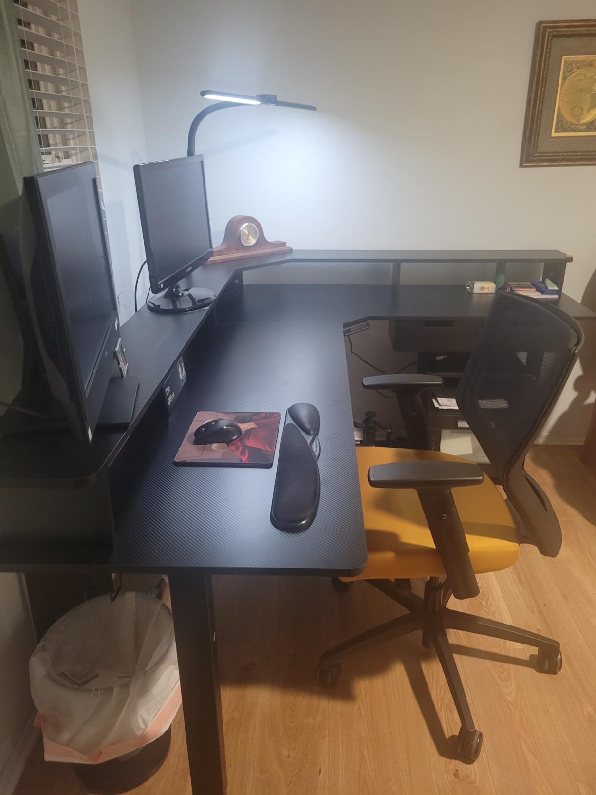 RedLemon 75X60 Inches L Shaped Electric Standing Desk, Height Adjustable Corner Gaming Desk with Drawers, Keyboard Tray, Power Outlets & LED Lights, Computer Desk with Monitor Shelf, Dark Walnut customer photo 2