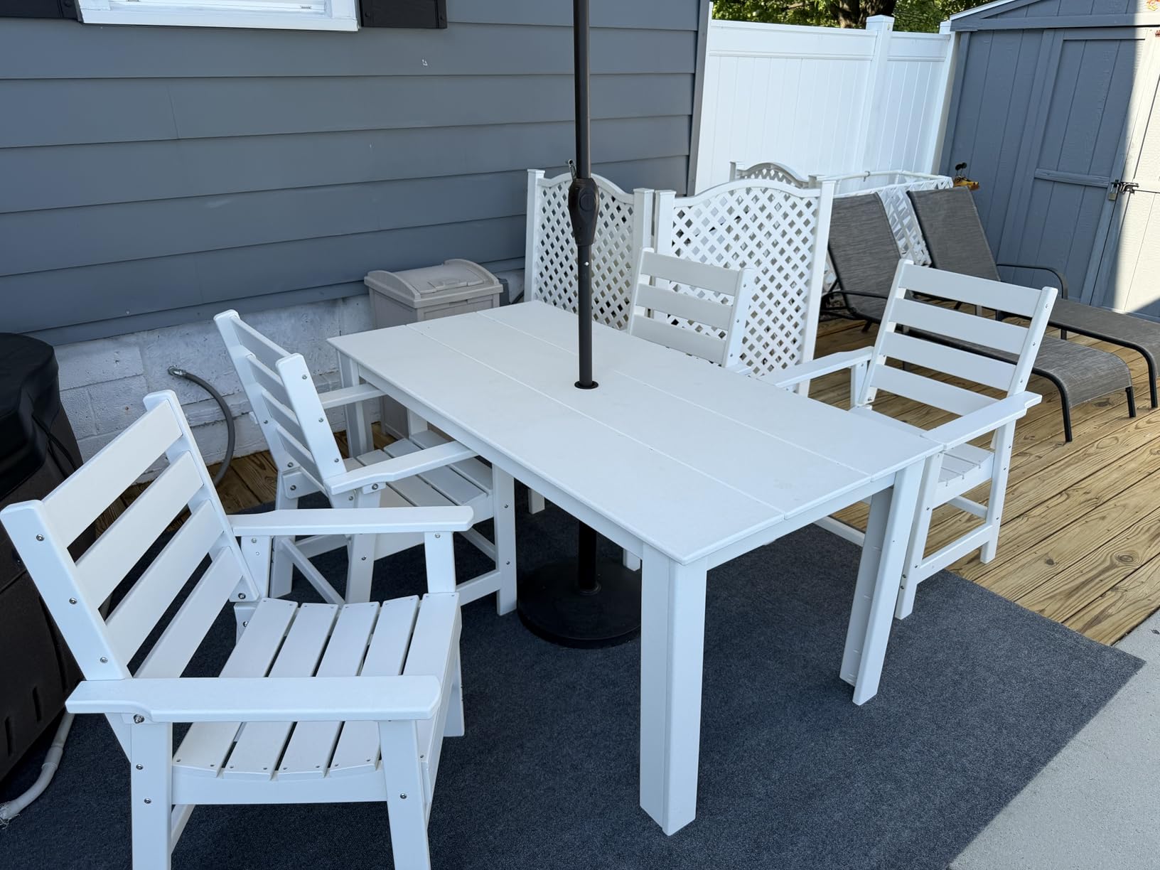 GREENVINES HDPE Outdoor Dining Table w/Umbrella Hole for 6, Black customer photo 2