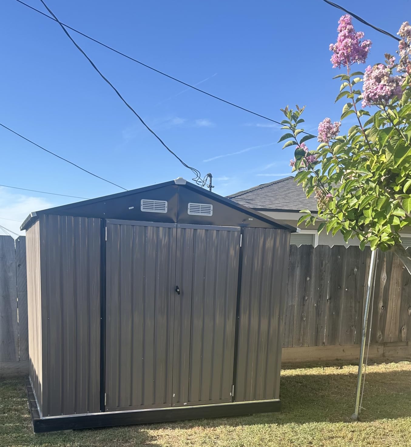 Aoxun 8'x6' Shed with Floor Galvanized Steel Outdoor Storage Shed Brown customer photo 1