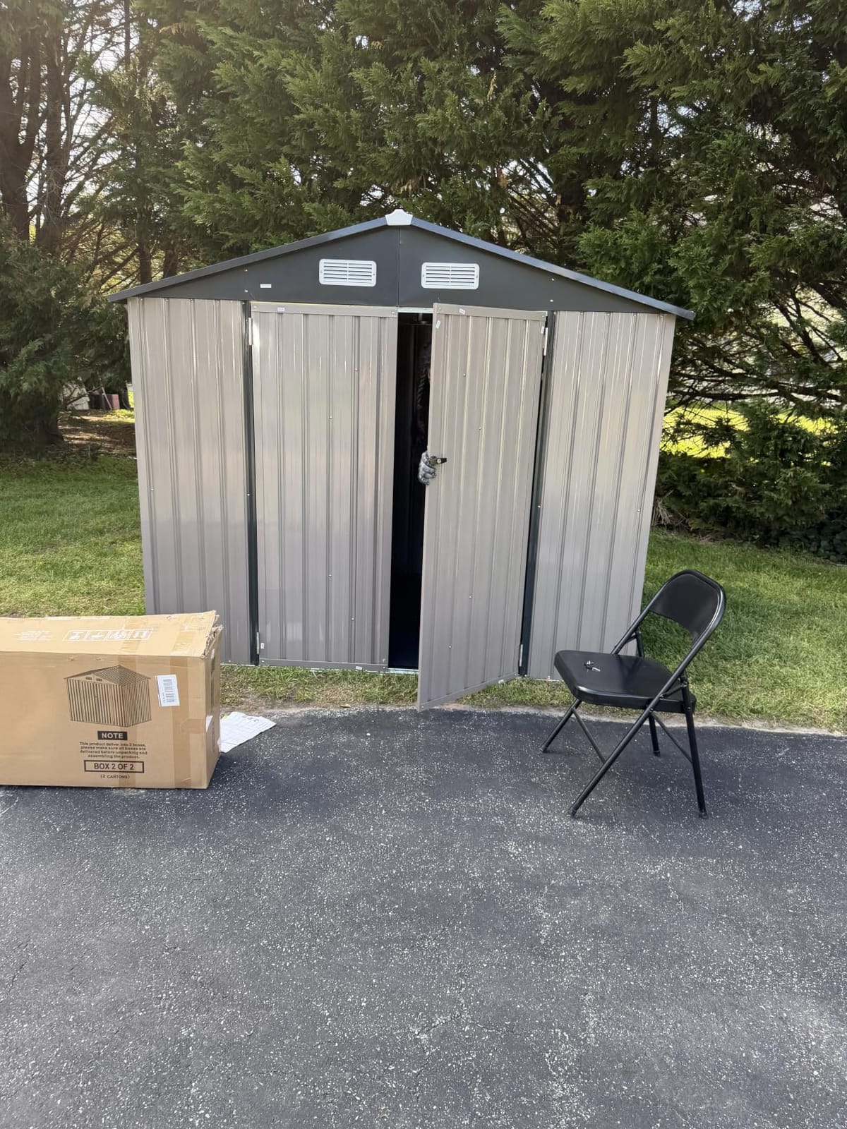 Aoxun 8'x6' Shed with Floor Galvanized Steel Outdoor Storage Shed Brown customer photo 2