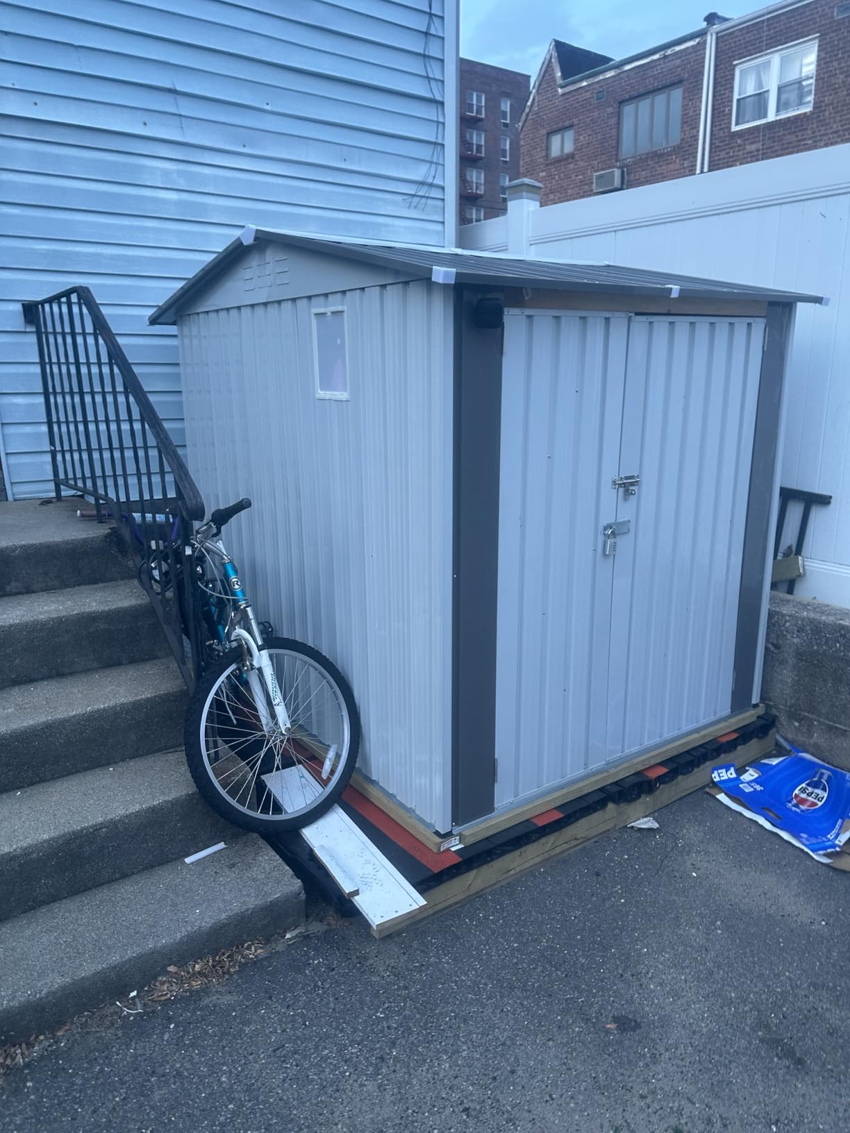 8x6FT Storage Shed, Outdoor Galvanized Steel Garden Shed with Lockable Door & Window, Waterproof Metal Tool Storage for Garden, Backyard, Patio, Lawn customer photo 2