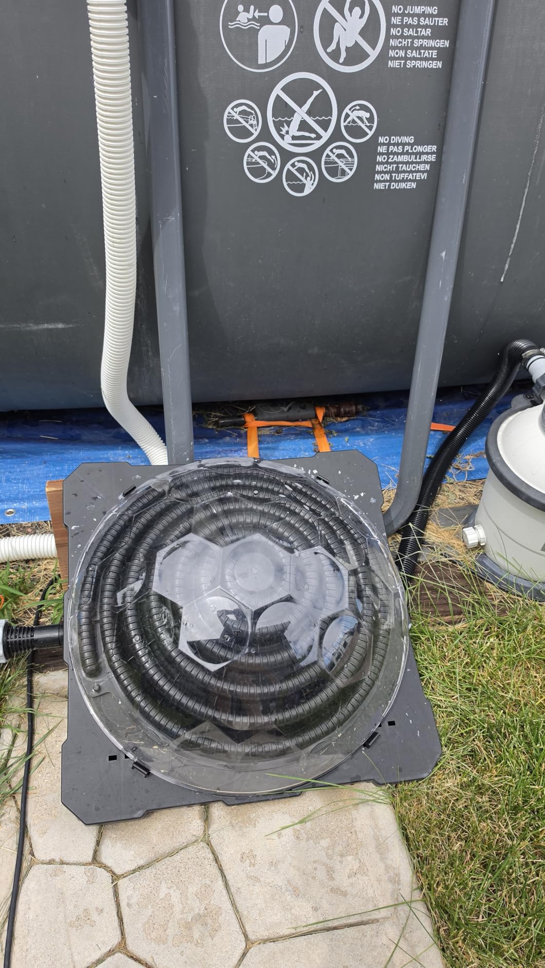 Goplus Solar Pool Heater Above Ground, Inground Swimming Pool Dorm Heater with Rotatable Hose Connectors and Foldable Legs, Solar Powered Water Heating customer photo 1