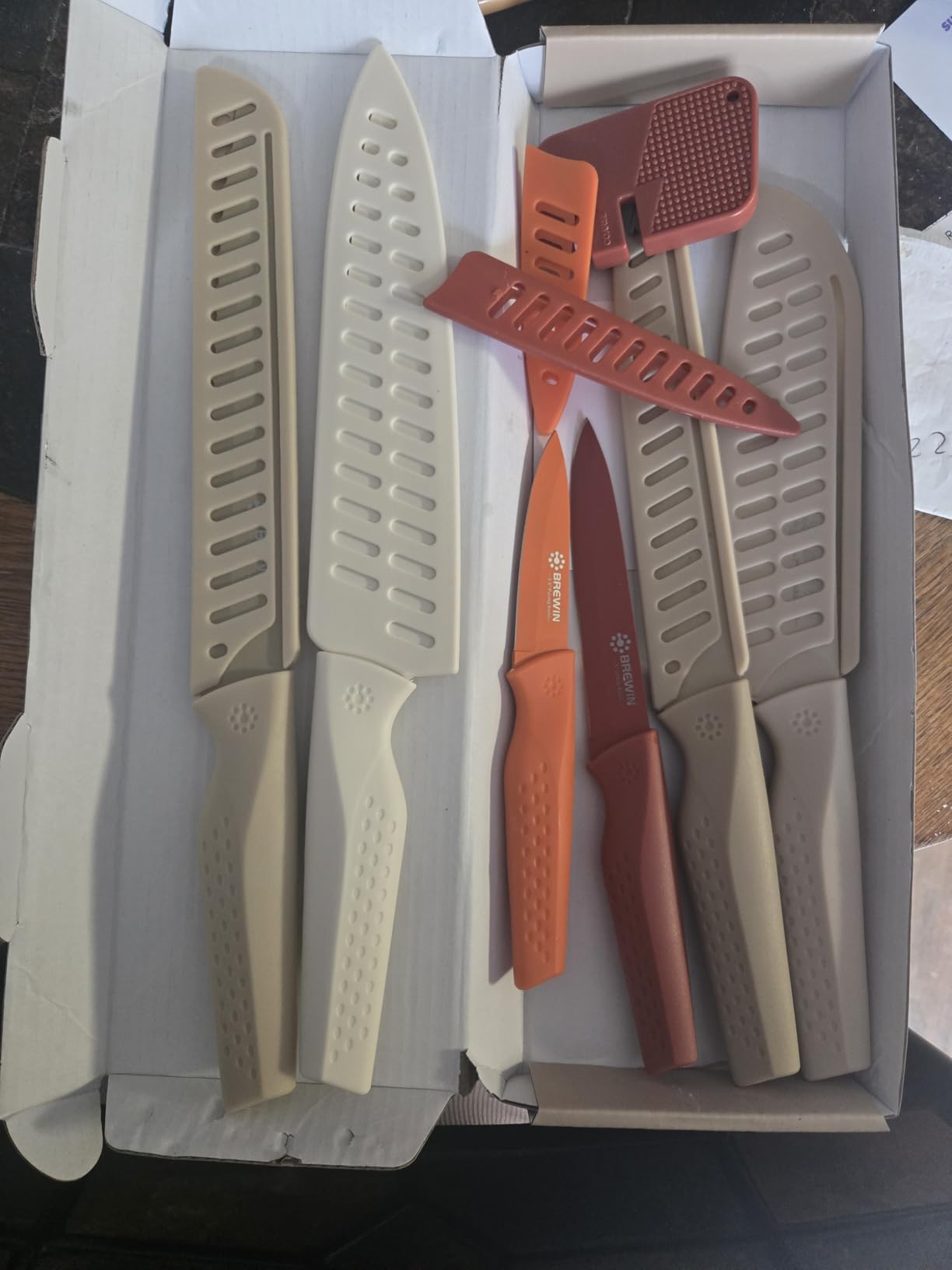 Brewin Knife set, 13 Pieces Kitchen Knives Set with Sharpener, Anti-Rust Coating and Blade Guard, Home Essentials, Camping Essentials - Muliticolor customer photo 1