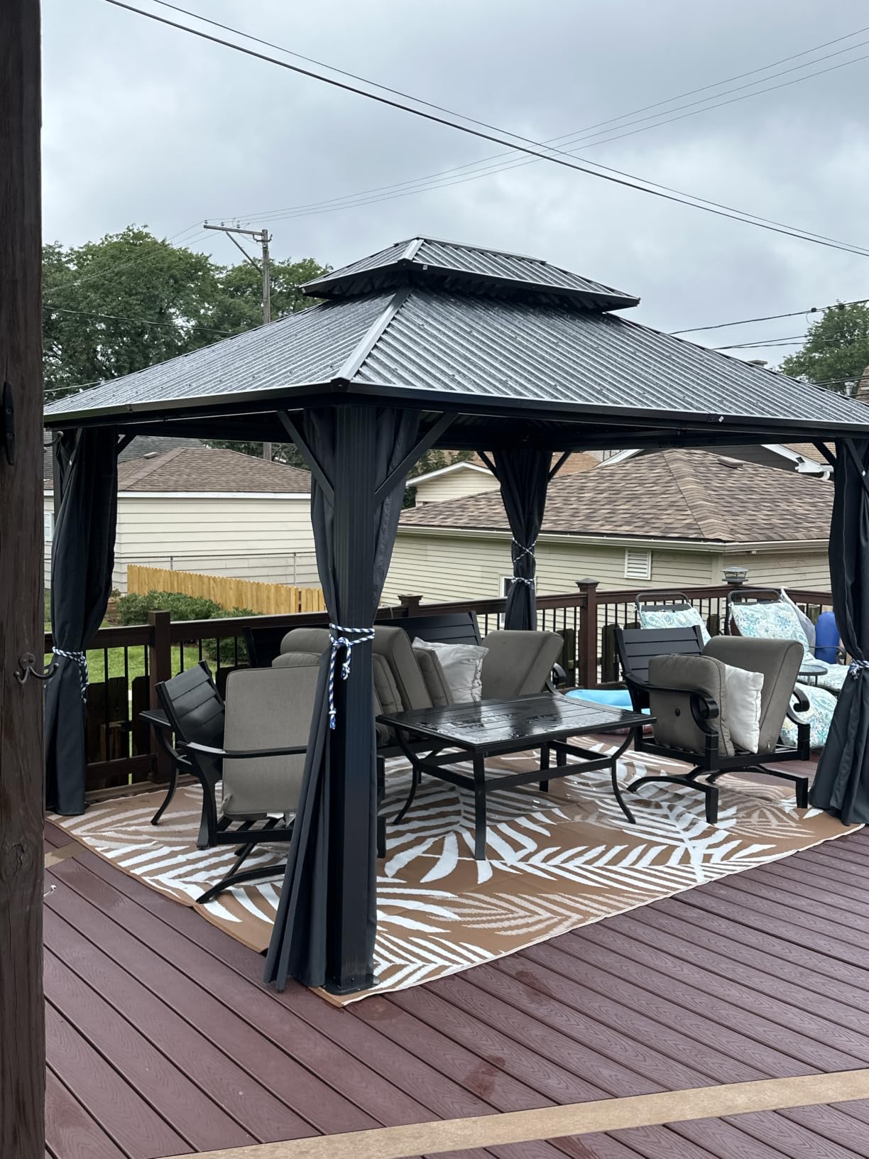 HOTEEL 12x20 Hardtop Gazebo on clearance with Metal Roof & Drainage System, Heavy Duty Galvanized Steel Gazebo with Aluminum Frame, Privacy Curtains and Netting, for All-Weather, Black (2026 Upgraded) customer photo 1