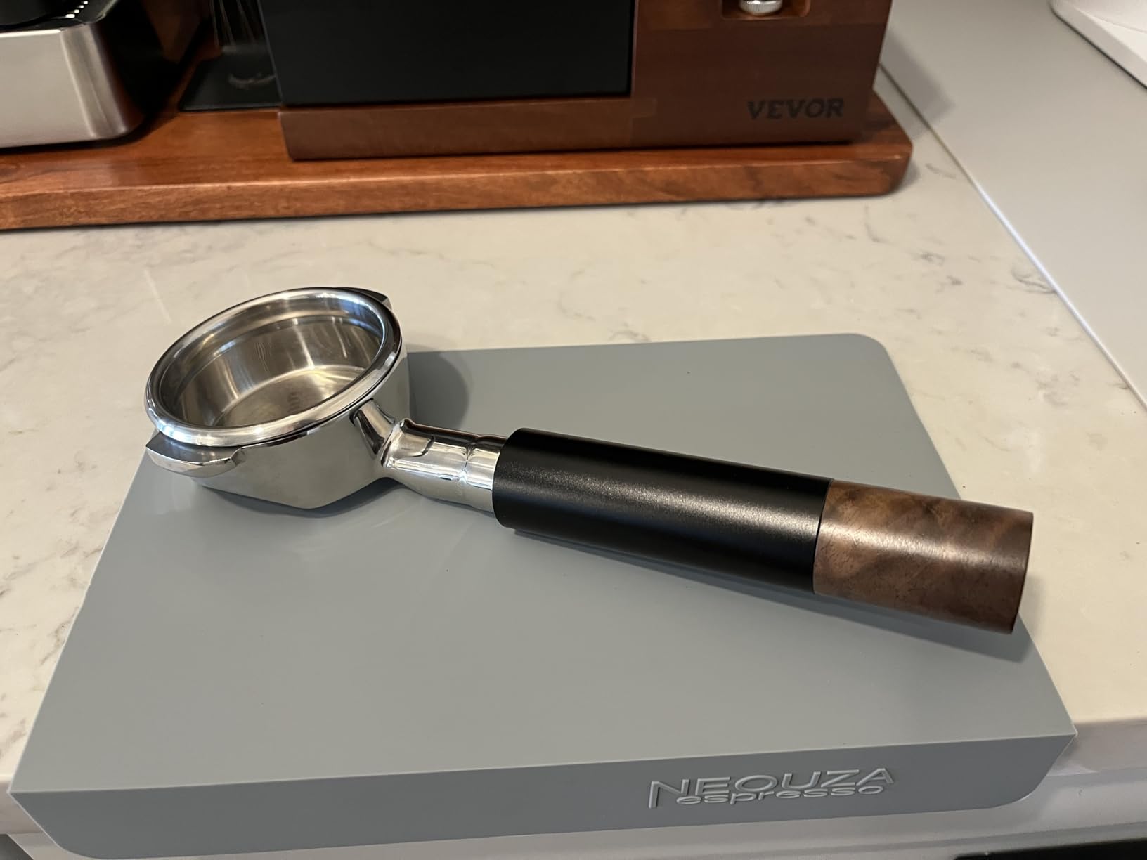 IKAPE 58mm Bottomless Naked Portafilter, Black Compatible with E61,Rocket,Sanremo,Slayer,Flair 58,ECM,etc.Espresso Machines(20g Basket Included) customer photo 1