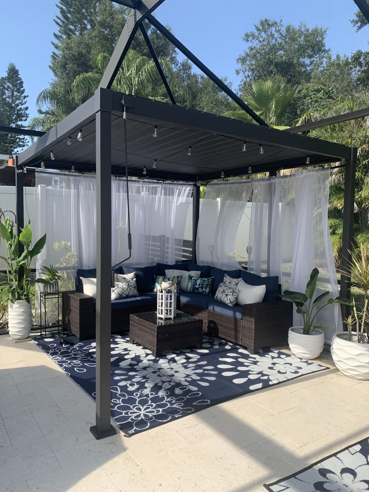 MIRADOR 80S 10'x10' Metal Louvered Pergola with 10FT Shade Screen for Outdoor,Deck,Lawn,Garden,Backyard and Patio,Charcoal customer photo 2