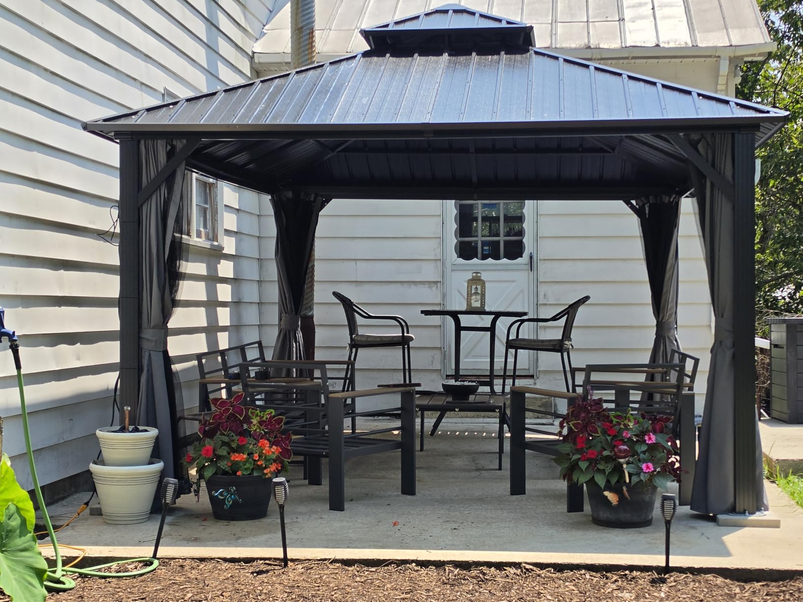 Aoxun 12X16Ft Hardtop Gazebo Metal Gazebo with Galvanized Steel Double Roof customer photo 1