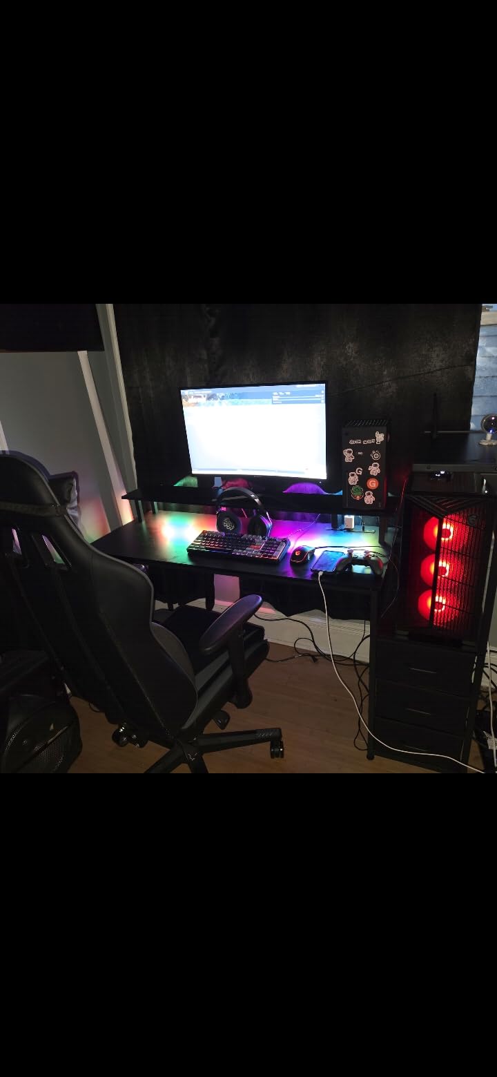 Gaming Desk with PC Display Stand, Reversible for Gaming Setup, 63 inch customer photo 1