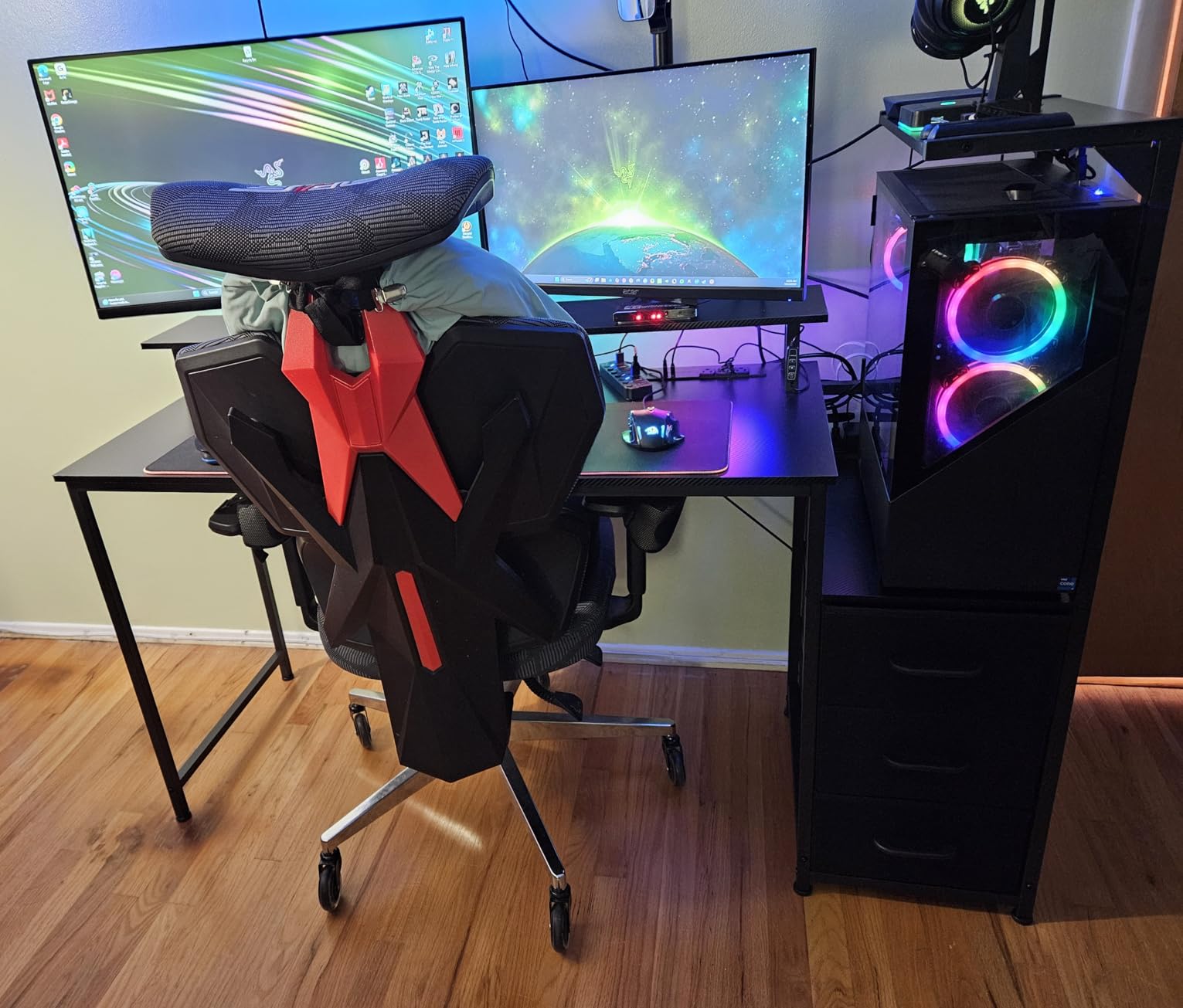 Gaming Desk with PC Display Stand, Reversible for Gaming Setup, 63 inch customer photo 2