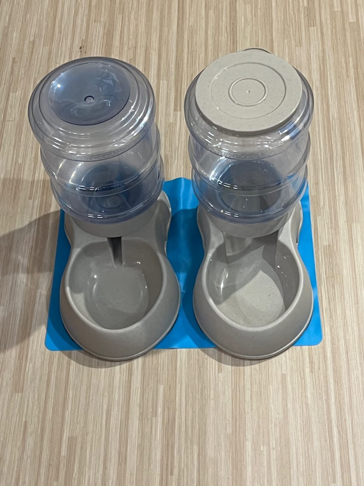 2 Pack Automatic Cat Feeder and Water Dispenser 1.3 Gallon Dog Gravity Food Feeder and Water with Ice Pack Stainless Steel Dry Food and Water Bowl for Small Medium Large Pets (Grey) customer photo 2