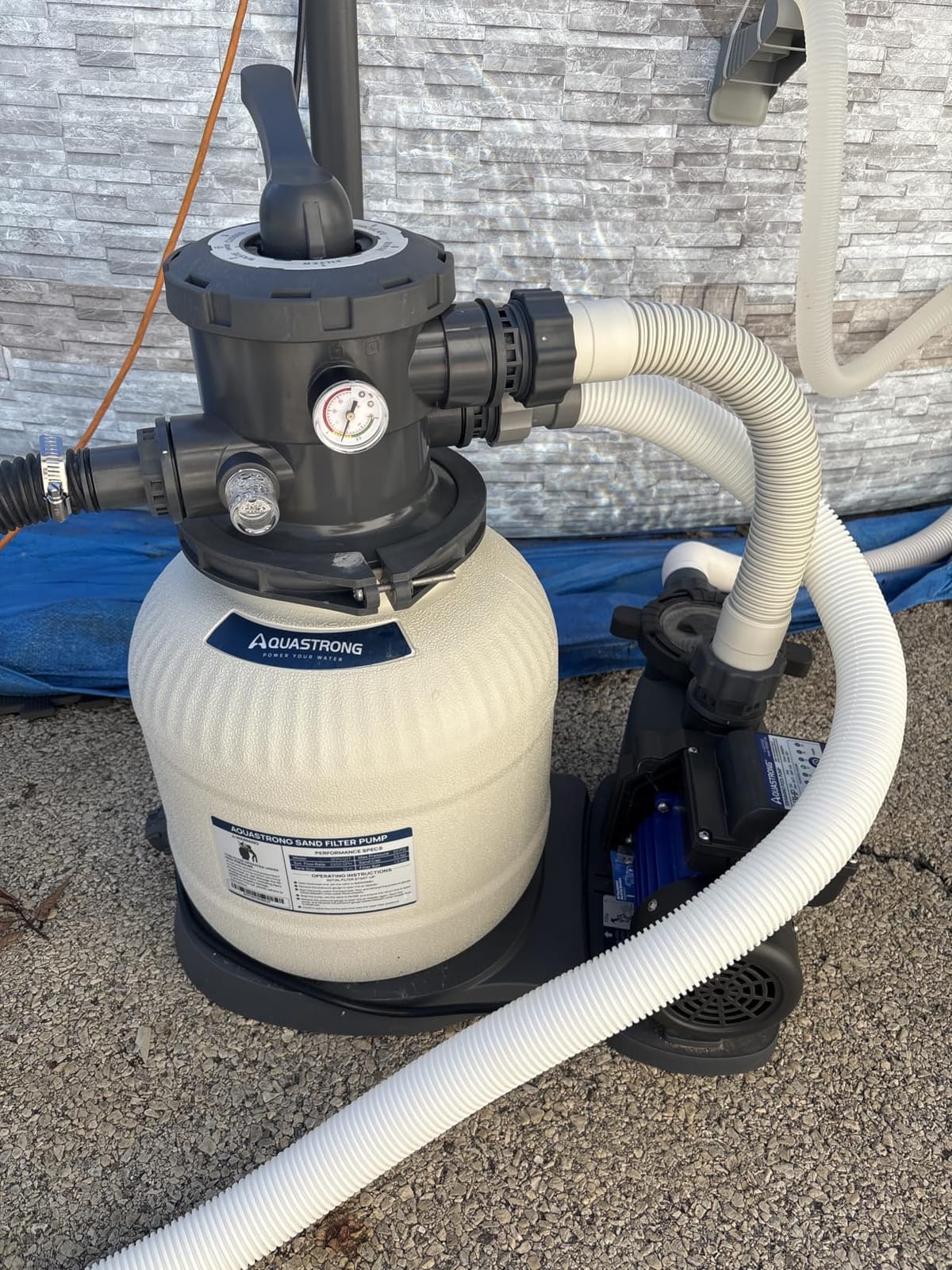AQUASTRONG Sand Filter Pump for Above Ground Pool with Timer, 1/2 HP Pool Pumps Above Ground 2500 GPH for Pools up to 9000GAL, 12in Pool Sand Filter with 6-Way Valve, Improved Circulation & Filtration customer photo 1