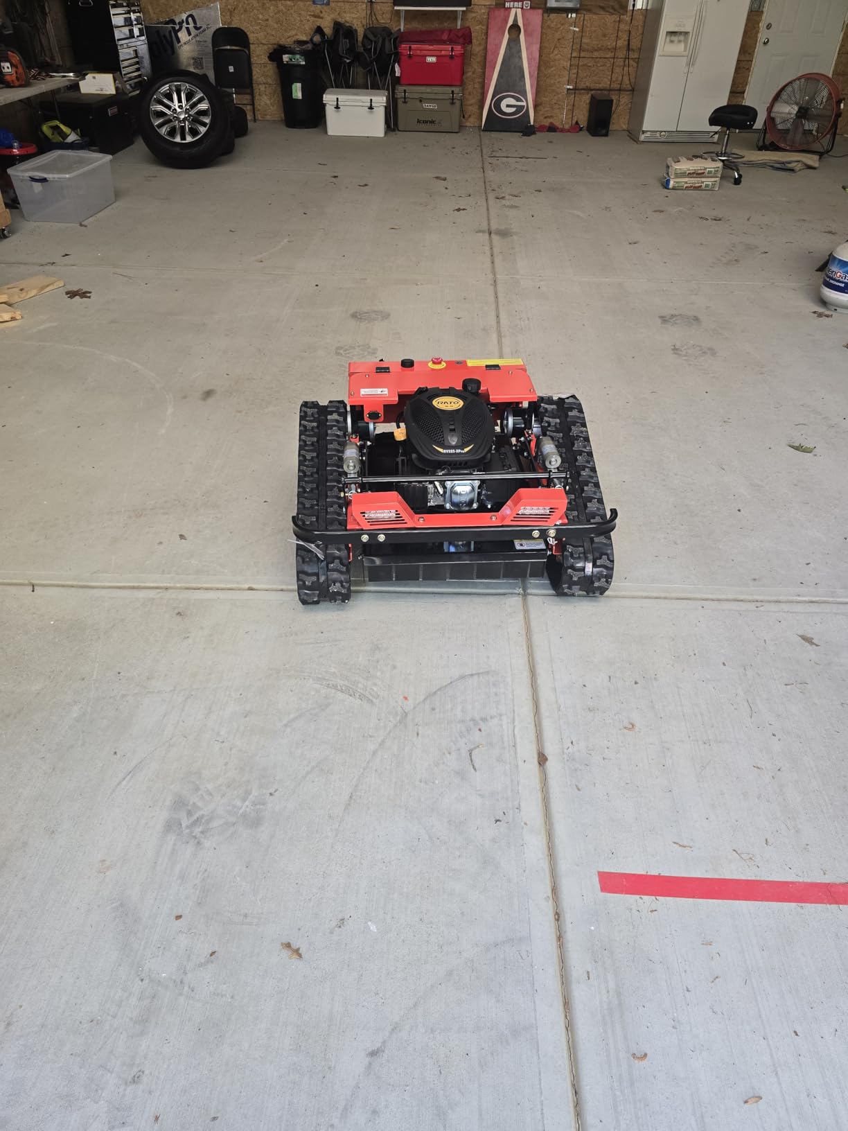 Infront Remote Control Lawn Mower, Crawler Track All-Terrain System, Hybrid Oil-Electric Power for Steep Slopes and Large Lawns, Adjustable Cutting Height customer photo 1