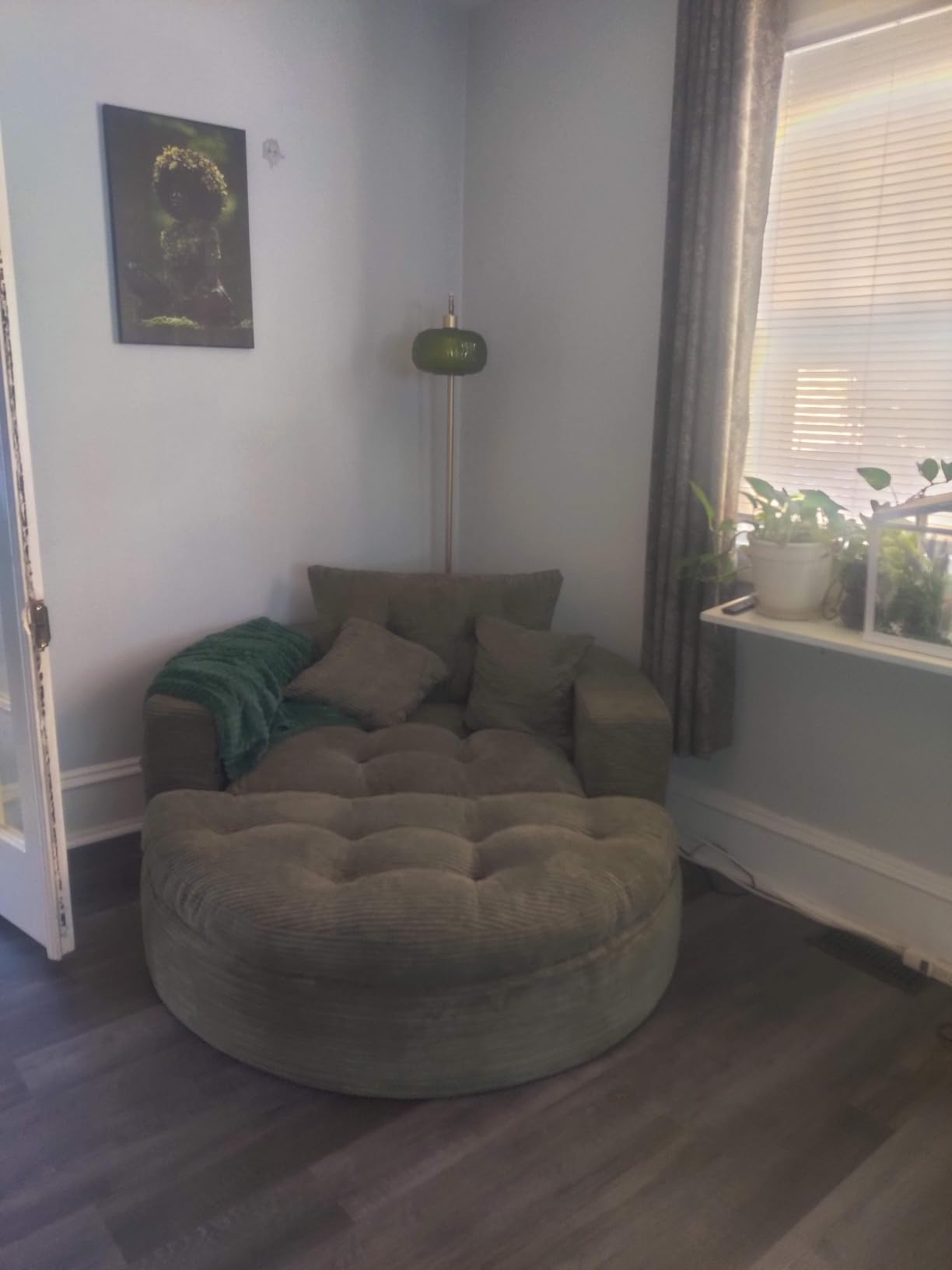 MAXYOYO Oversized Round Chaise Lounge Sofa, Boneless Chair with Ottoman customer photo 2