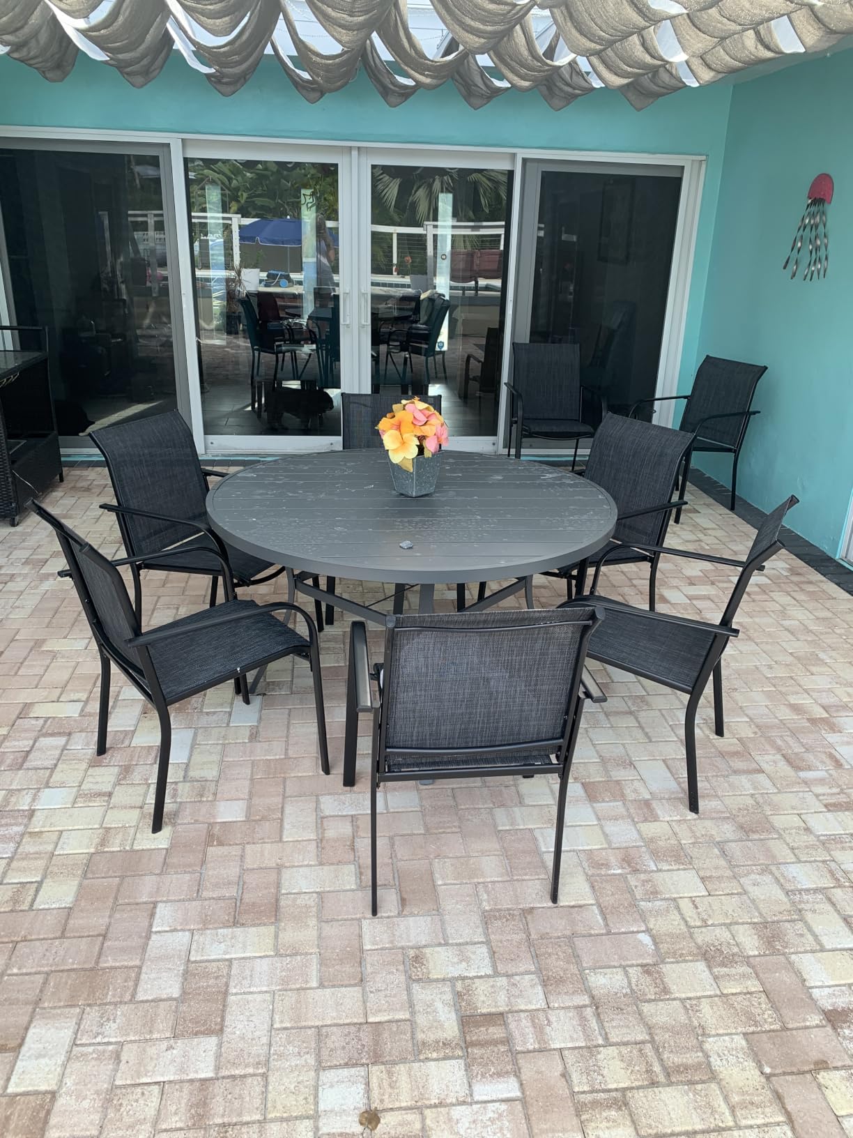 DIFY 9 Pieces Outdoor Patio Dining Set for 8, 53.1