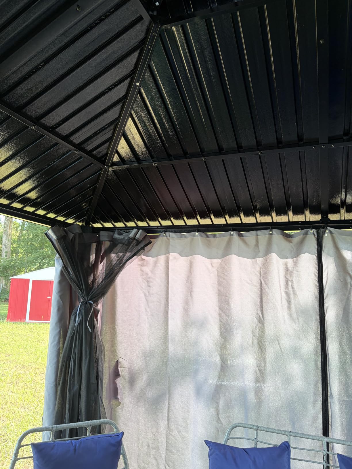 AirWire 8'x8' Hardtop Aluminum Gazebo with Curtains & Netting Dark Gray customer photo 1