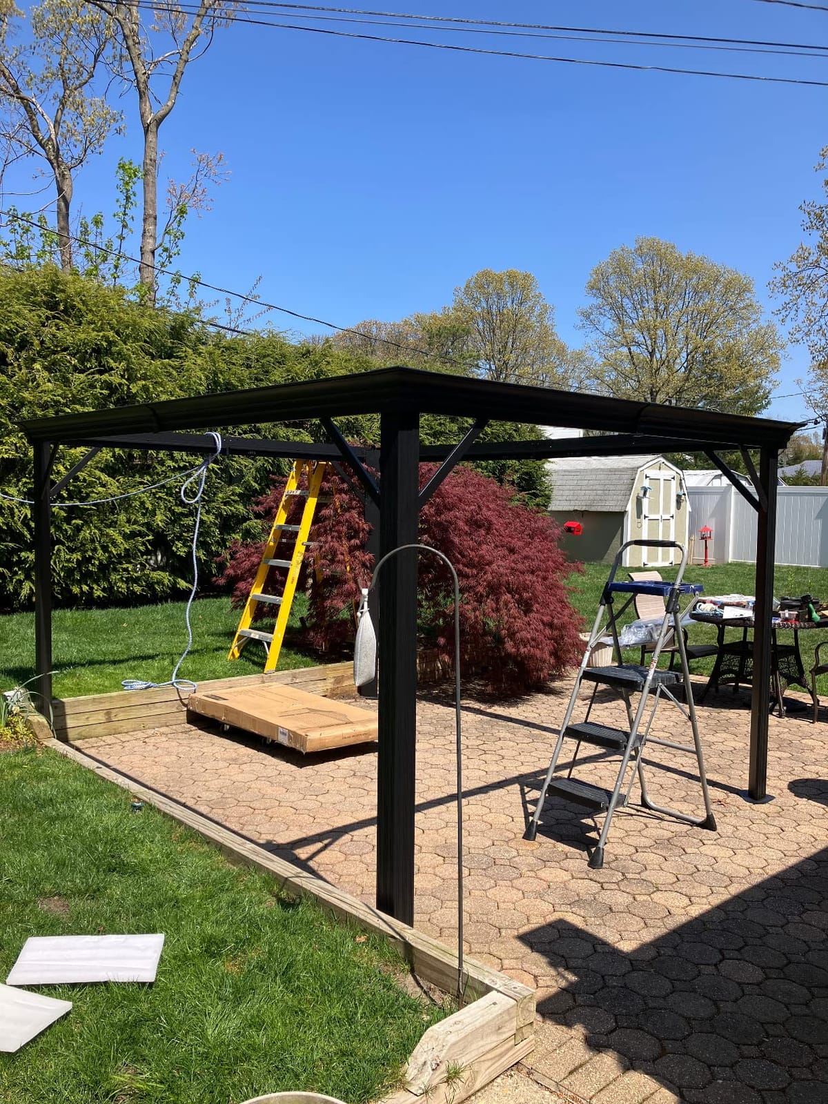 HAPPATIO 12'x12' Outdoor Hardtop Gazebo, Aluminum Gazebo with Double Galvanized Steel Roof, Curtains and Netting for Patio, Backyard, Deck, Lawn, Easy Assembly (Grey) customer photo 1