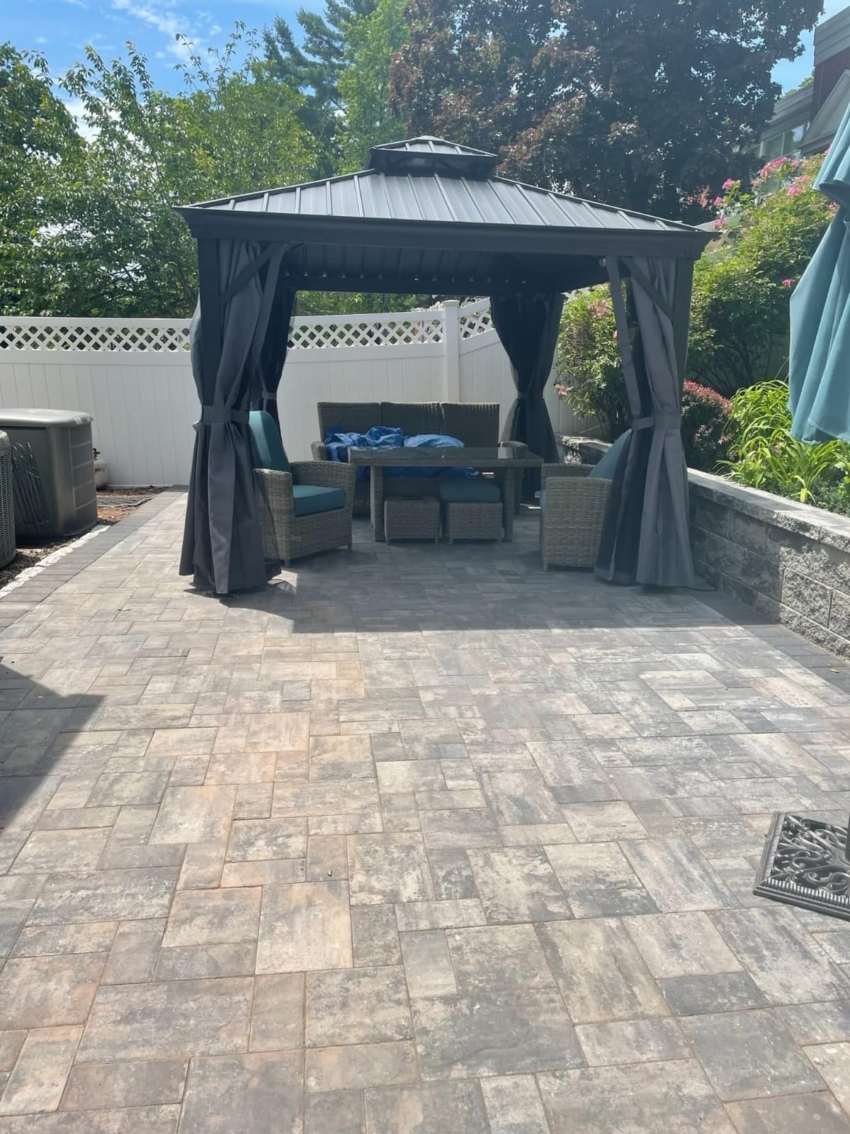 HAPPATIO 12'x12' Outdoor Hardtop Gazebo, Aluminum Gazebo with Double Galvanized Steel Roof, Curtains and Netting for Patio, Backyard, Deck, Lawn, Easy Assembly (Grey) customer photo 2