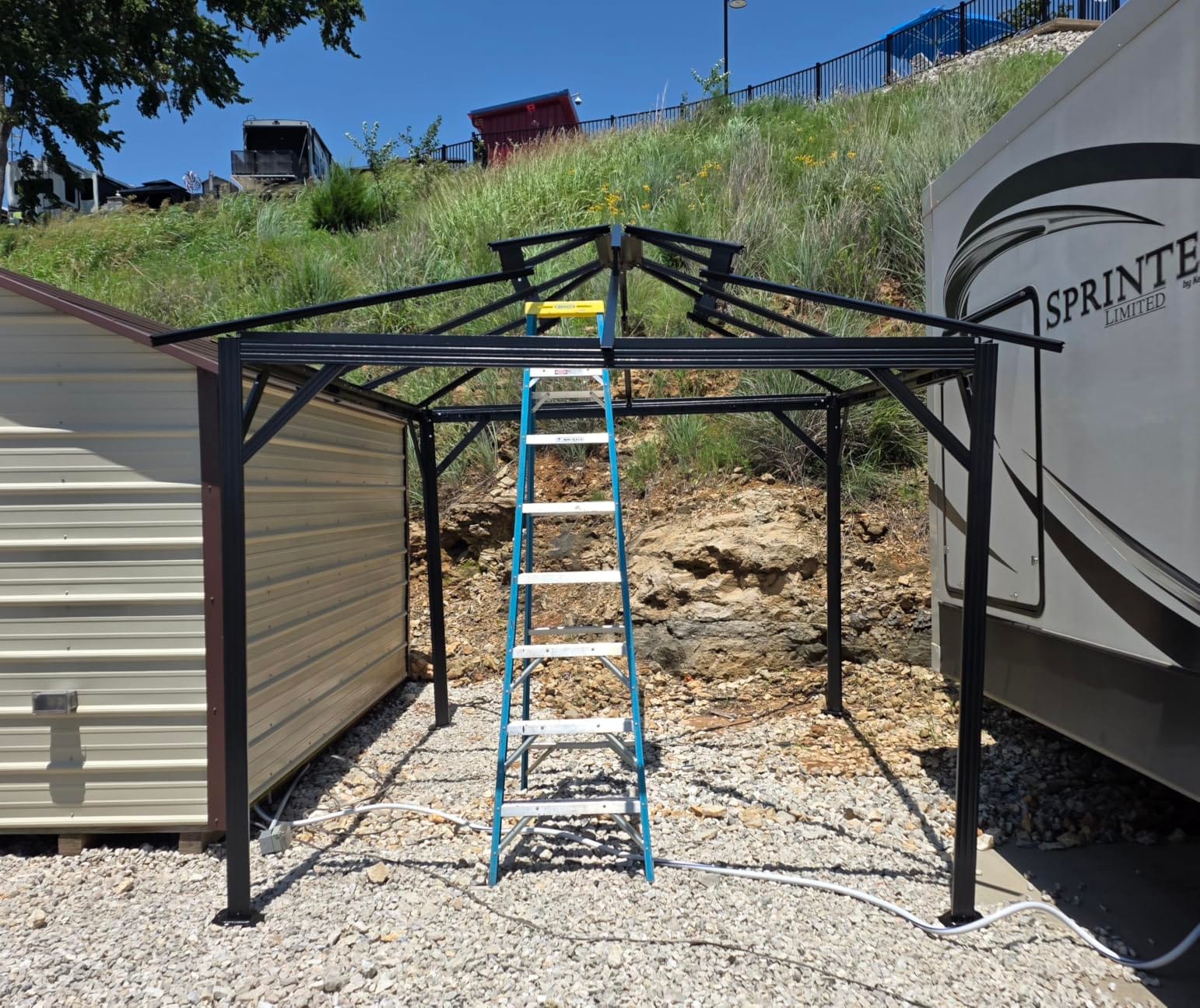 Aoxun 10'x12' Hardtop Gazebo, Metal Frame Permanent Pavilion with Light, Curtains and Netting, Outdoor Polycarbonate Gazebo, Double Roof Canopy customer photo 2