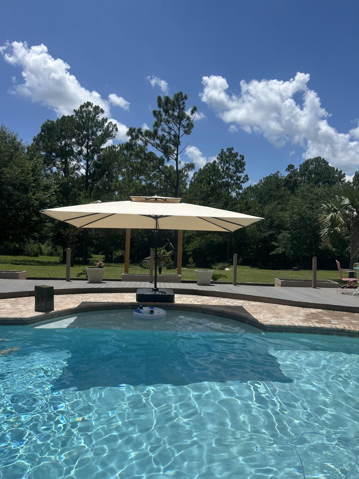 10' X 13' Outdoor Patio Umbrella Large Rectangle Cantilever Umbrella with Base Included, Heavy Duty 360°Rotation Offset Umbrella for Garden Deck Pool Patio,Grey customer photo 2