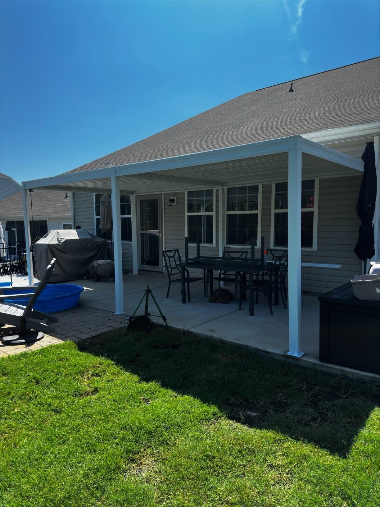 Domi Louvered Pergola 10x16, Outdoor Metal Pergola, Espresso Brown customer photo 1
