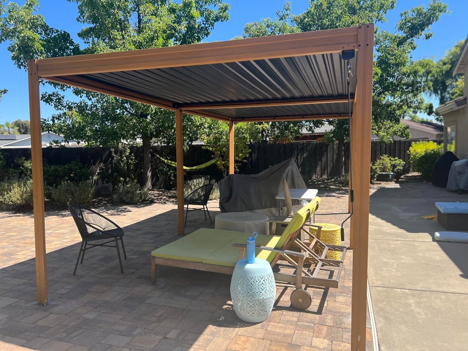 Domi Louvered Pergola 10x16, Outdoor Metal Pergola, Espresso Brown customer photo 2